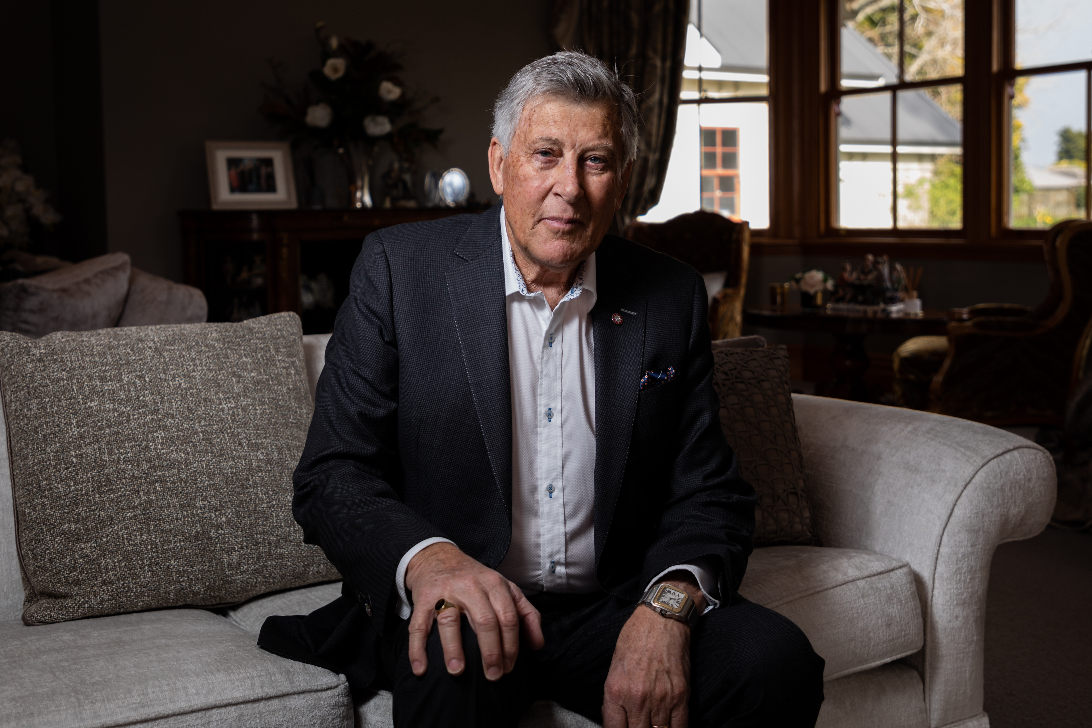 Sir Paul Adams in his home in Bethlehem, Tauranga. Photo / Alex Cairns