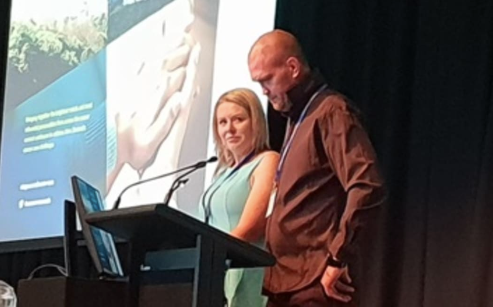 Melissa Vining with her husband Blair who died of bowel cancer in 2019. Photo / RNZ, File