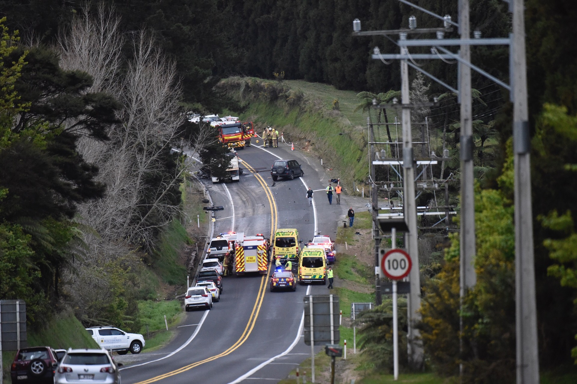 Emergency services at a fatal crash on a rural road in the Bay of Plenty. Since this crash, the road's speed limit has been reduced. Photo / NZME