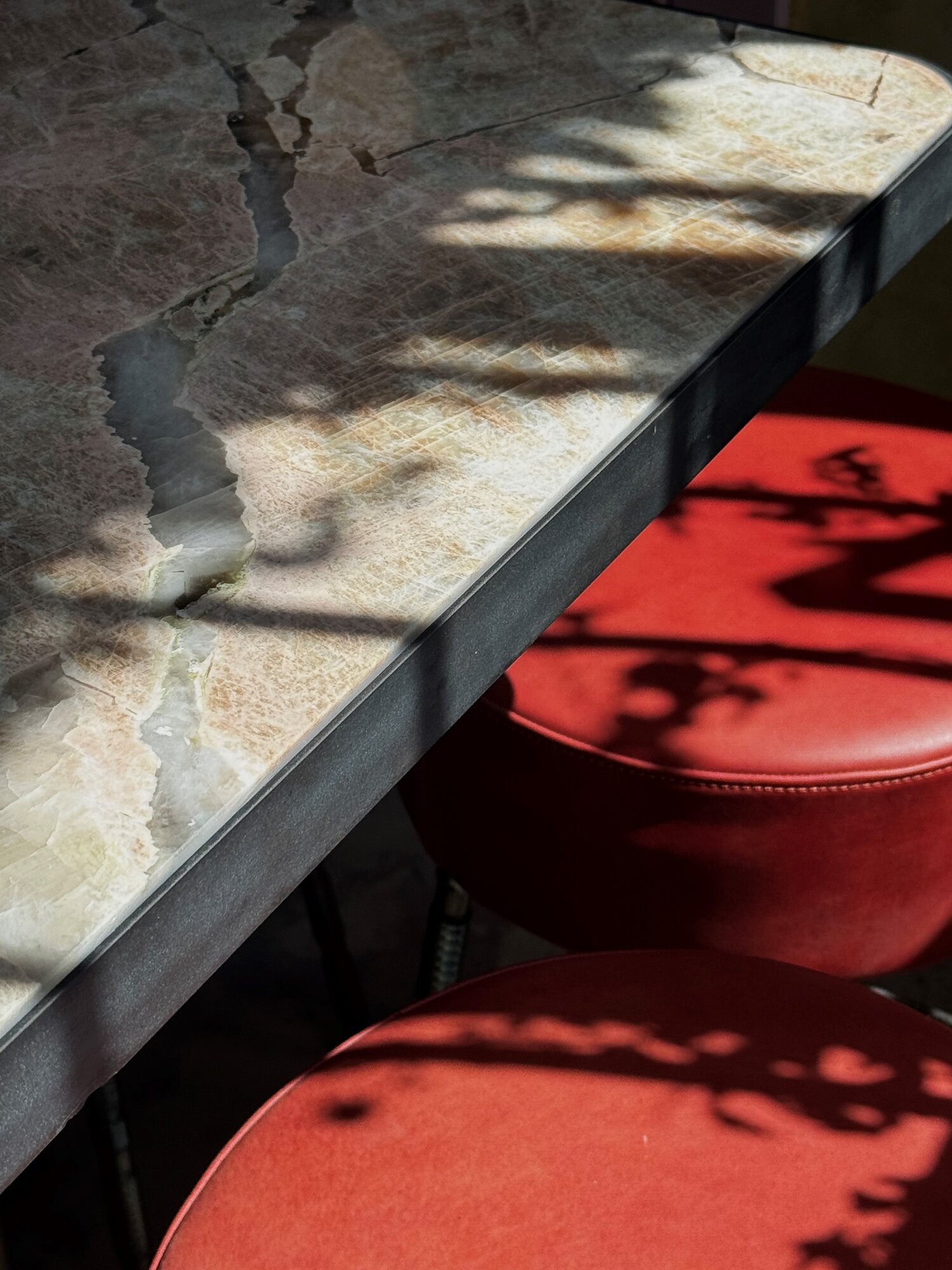 Patagonia stone slab table at Jacuzzi in Ponsonby, on the former site of SPQR.