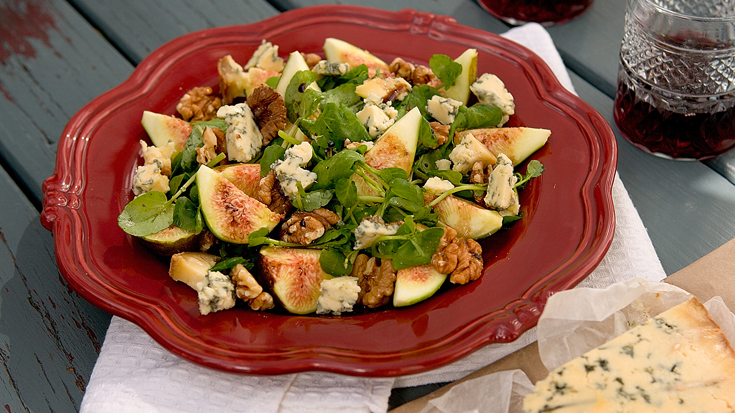 Fig, gorgonzola, walnut and watercress salad-image