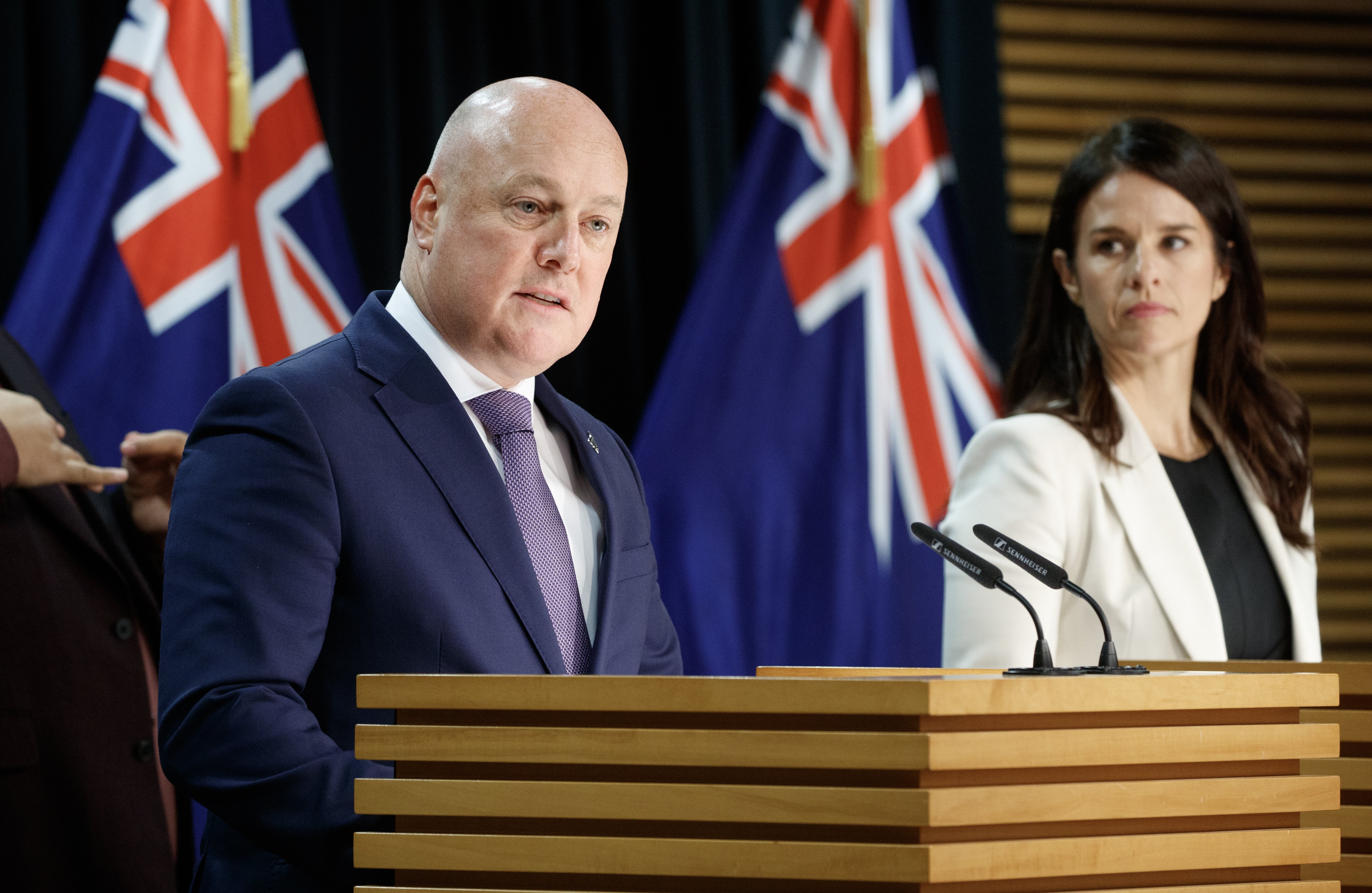 Prime Minister Christopher Luxon and Cabinet Minister Erica Stanford held a press conference ahead of the tabling of the Royal Commission of Inquiry into Abuse in Care. Photo / Mark Mitchell