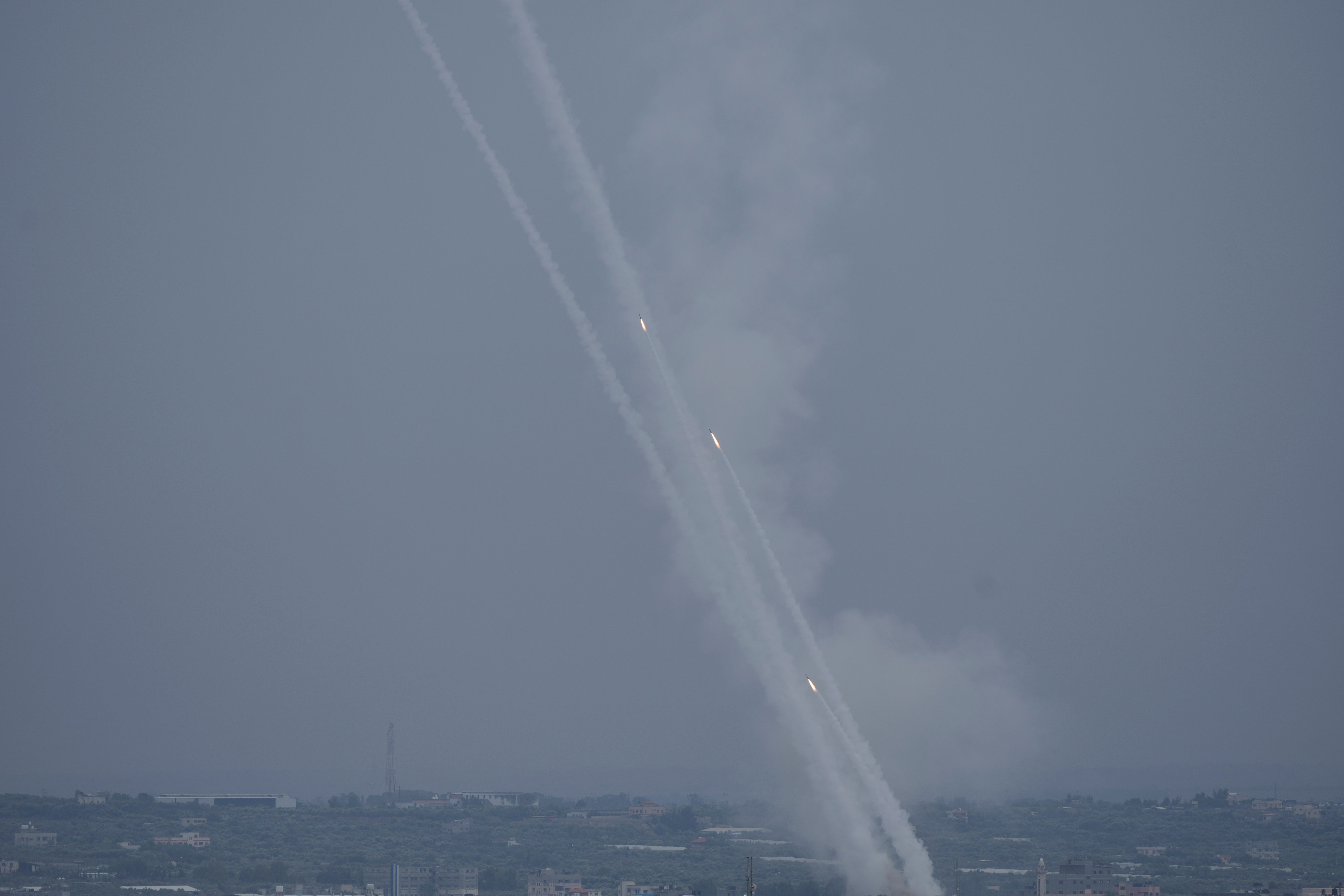 Rockets are fired towards Israel from the Gaza Strip on Monday, Oct. 9, 2023. Photo / AP
