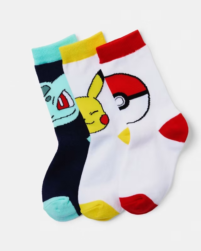 Three pack of Pokemon socks.