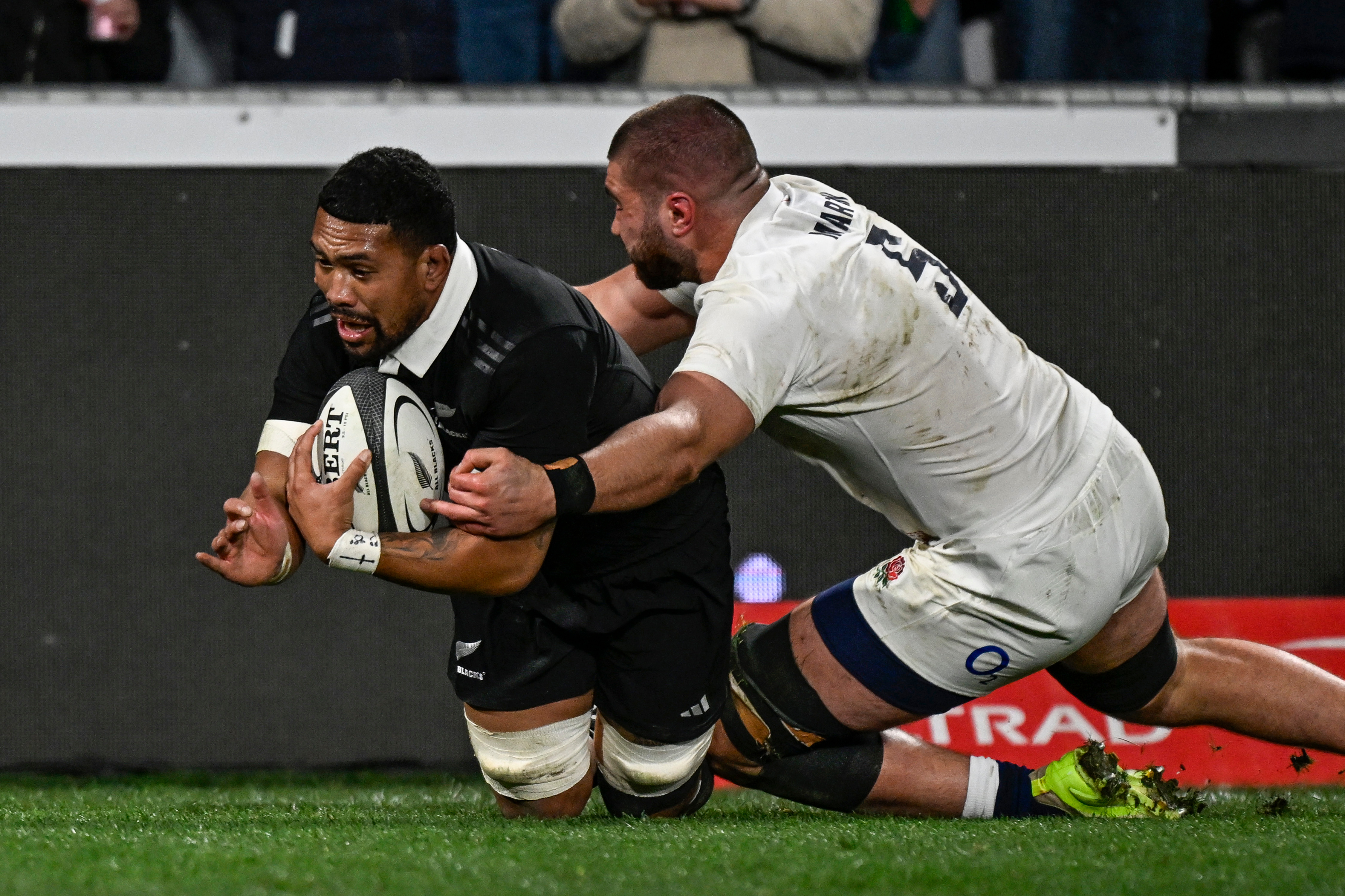 Ardie Savea runs in for a try against England. Photo / Photosport