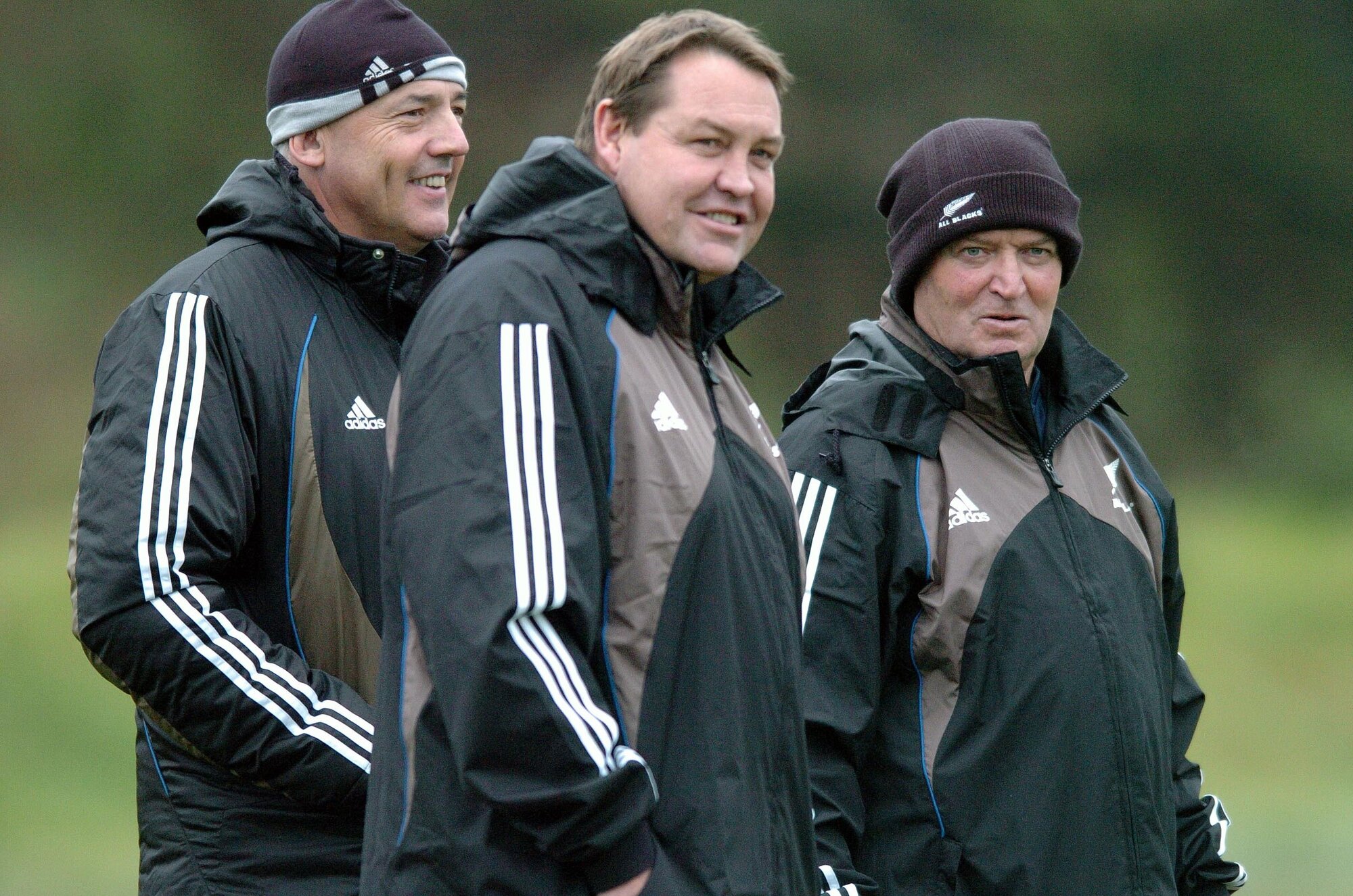 (Left to right) New Zealand coaches Gilbert Enoka, Steve Hansen and Graham Henry. Photo / Photosport
