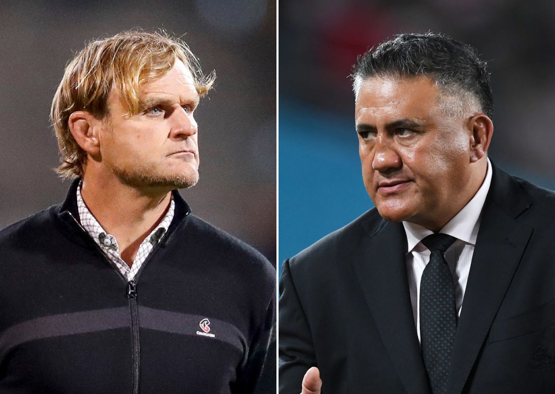 Scott Robertson (L) and Jamie Joseph are the leading contenders for the vacant All Blacks coaching role. Photos / Photosport