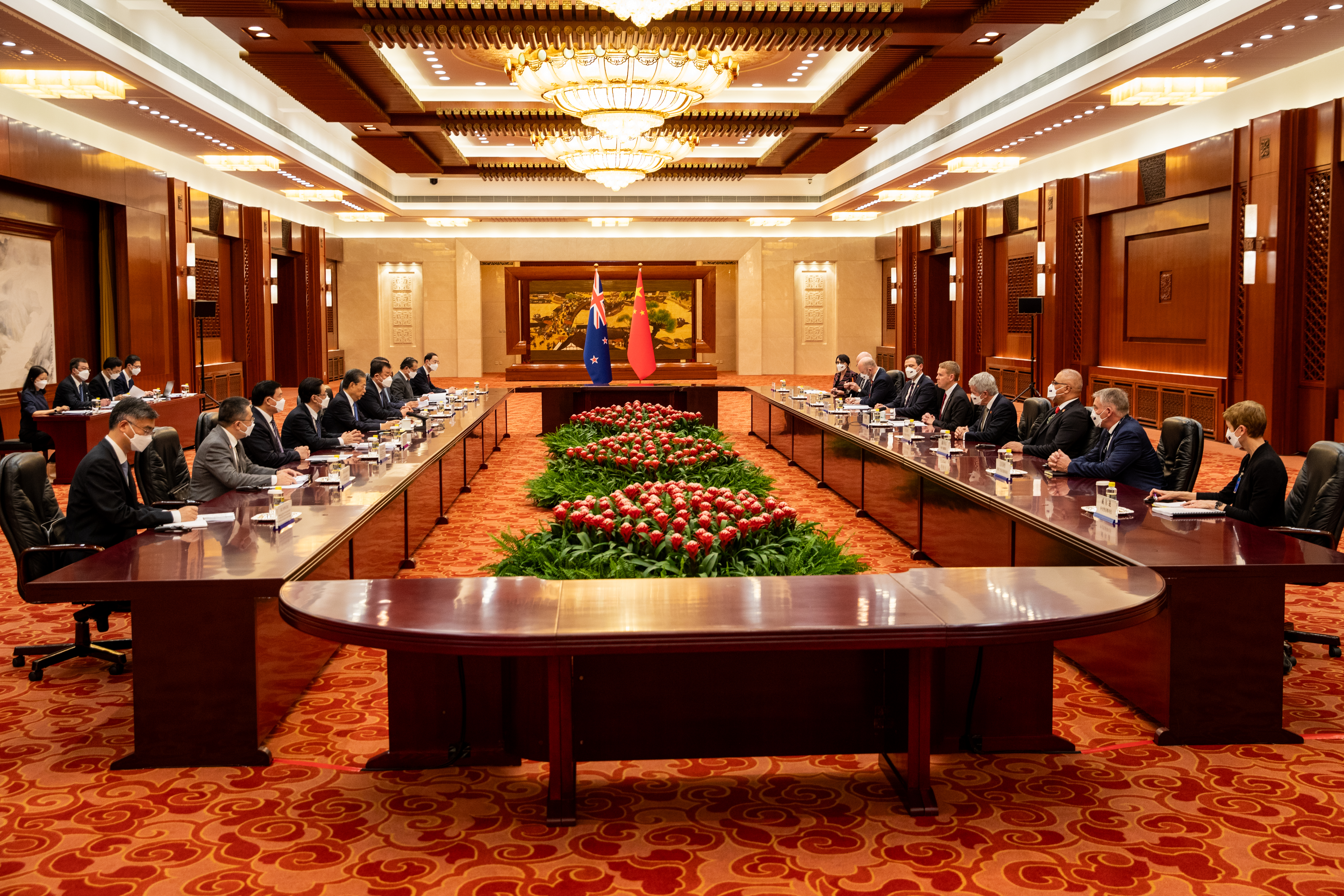 Prime Minister Chris Hipkins during his visit to China meeting with Zhao Leji, the chairman of the National People’s Congress. Photo / Nathan Mckinnon, Pool