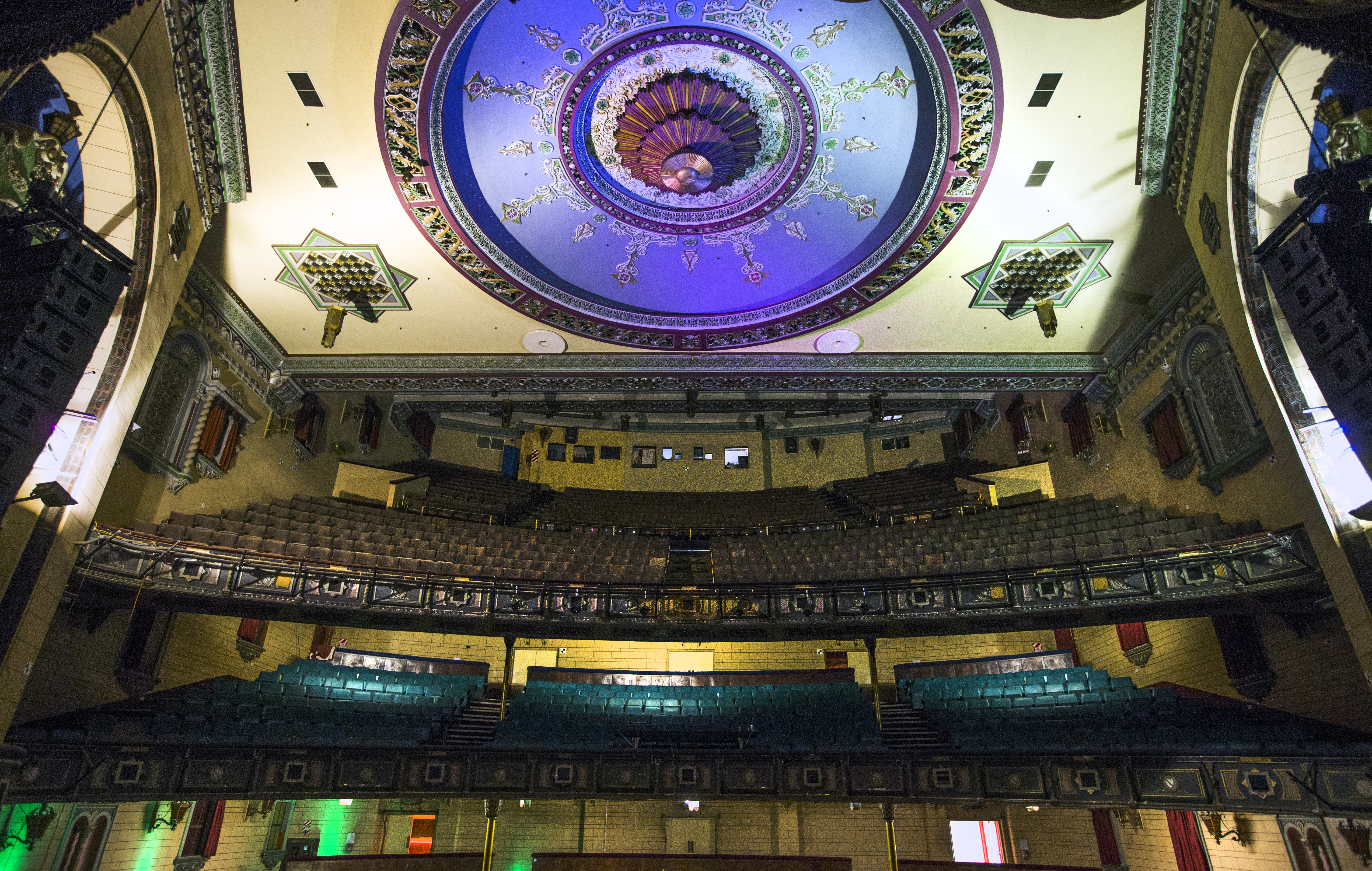 It used to be this beautiful: the view from the stage in the historic St James Theatre, which has been given a new lease of life with council funding. Photo / Nick Reed
