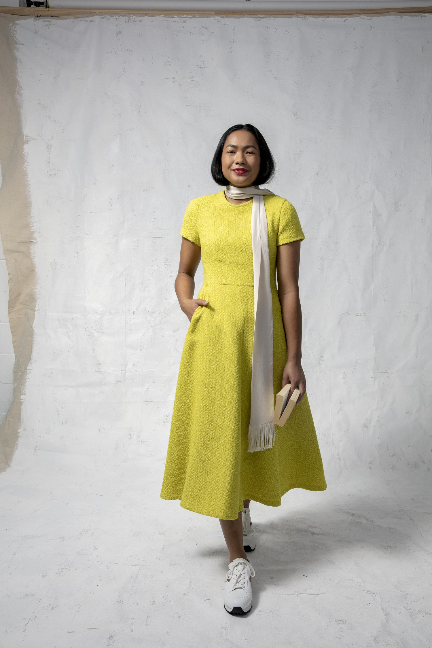 Shanaia Boutsady wears dress and scarf from Tartt autumn/winter 2015. Photo / Babiche Martens