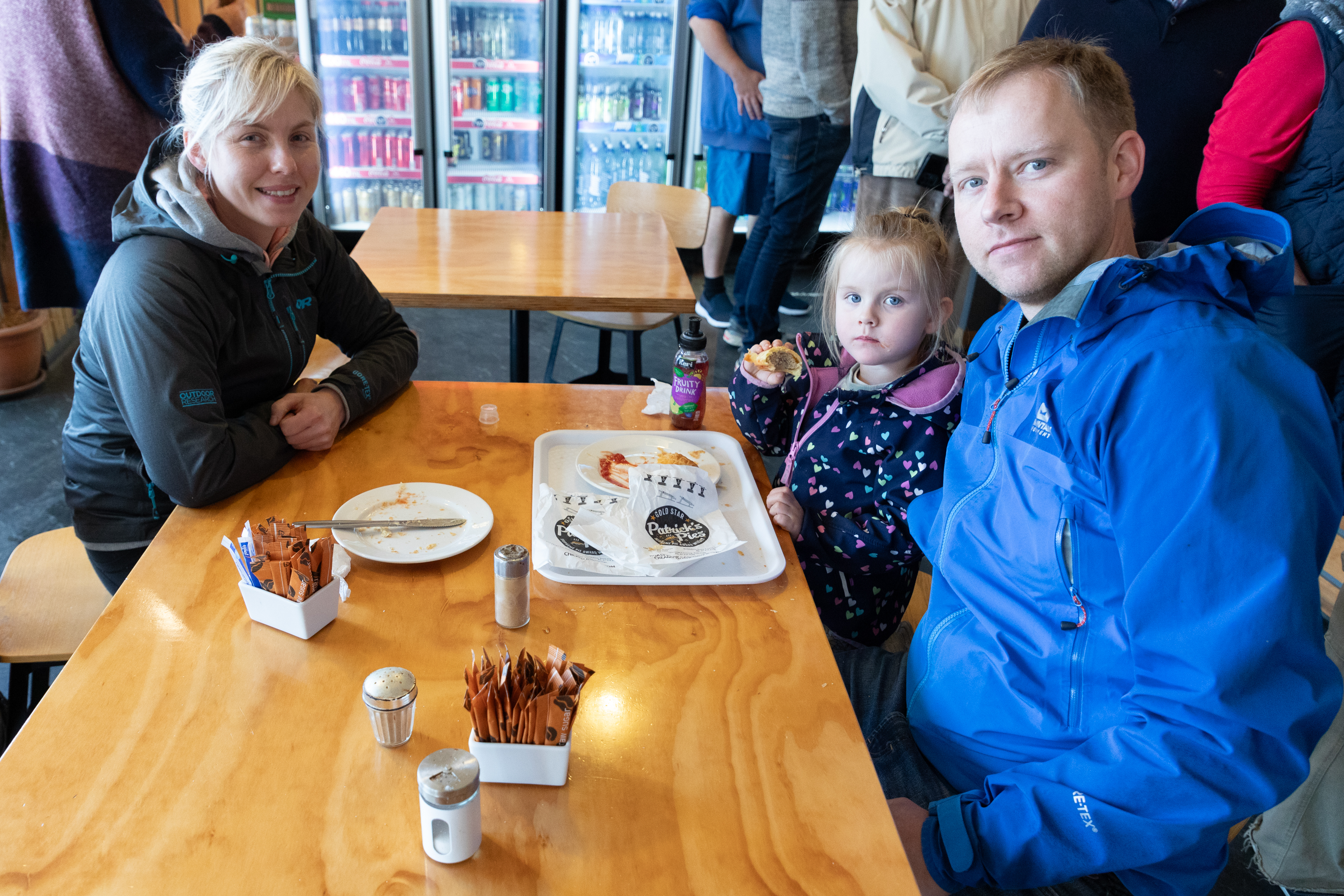 Oksana and Anthony Baker with their daughter Eloise (3) at Patrick's Pies in Bethlehem. Photo / Alex Cairns