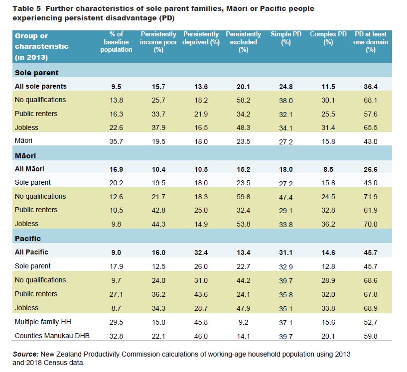 Productivity Commission analysis of groups that experience the most disadvantage in New Zealand.