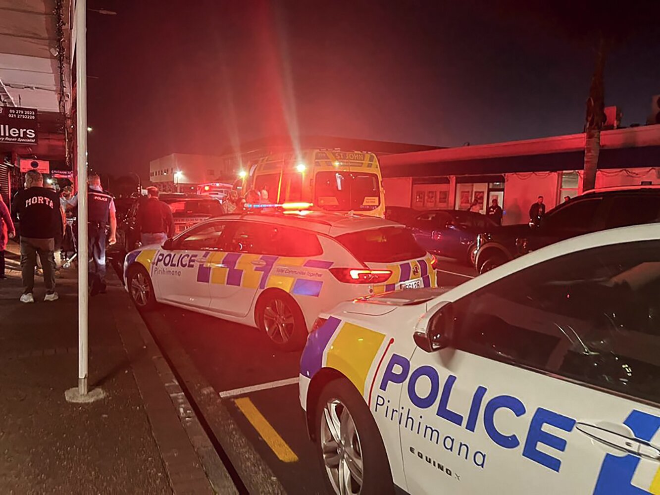 Police and ambulance outside the Pooja Jewellers in Papatoetoe after an armed robbery on Sunday evening. Photo / Supplied