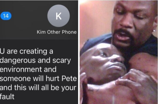 Kanye posted this text from 'Kim's other phone' (left). Kanye shared this image - alongside a request that nobody hurt Kim's new boyfriend (right). Photo / Supplied