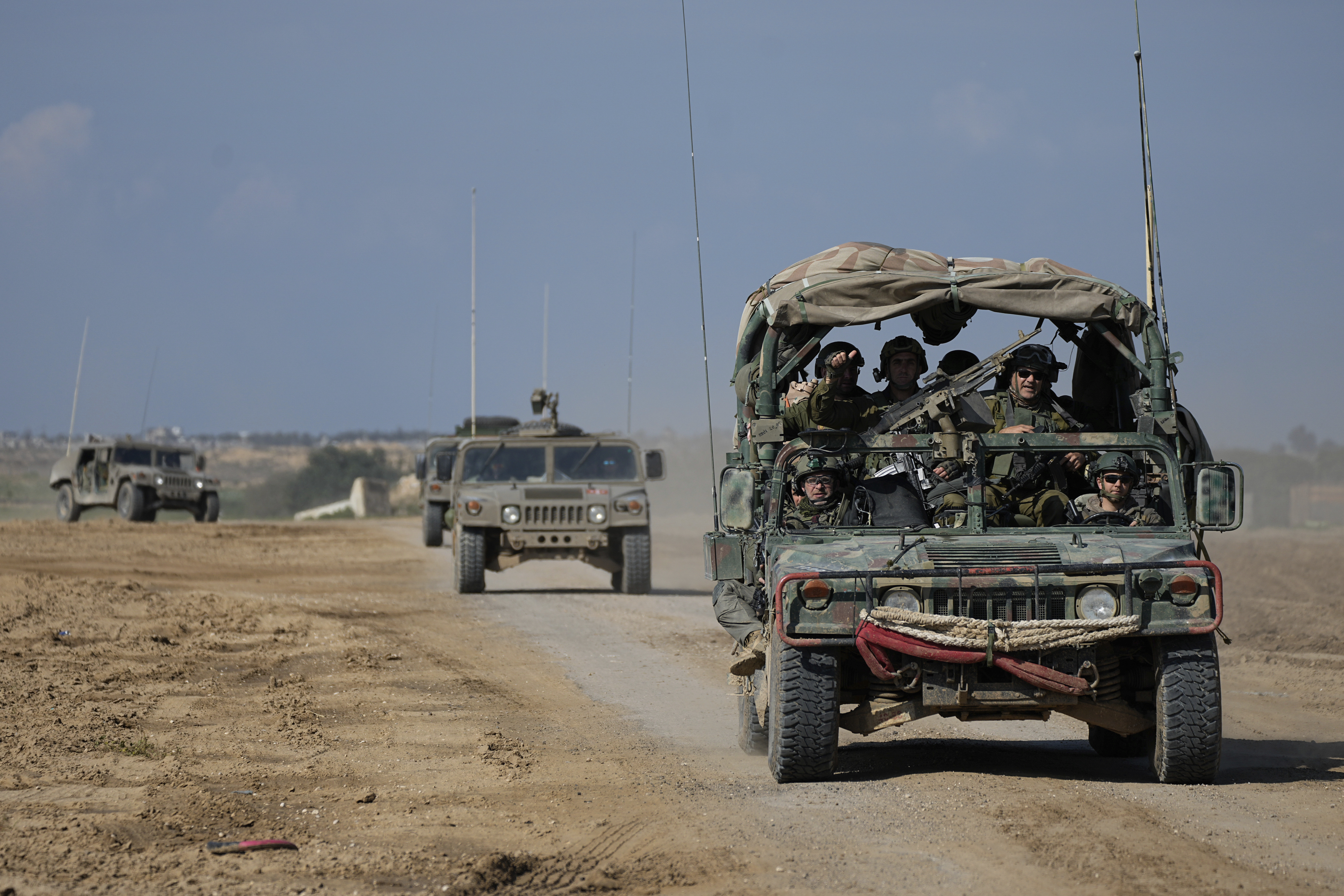 Israeli forces move near the Gaza Strip border in southern Israel. Photo / AP