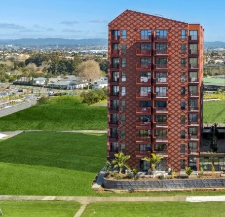 Whetū is a new 77-unit apartment building developed in Pt Chevalier in Auckland and opened in September 2025. Photo / Ockham Residential