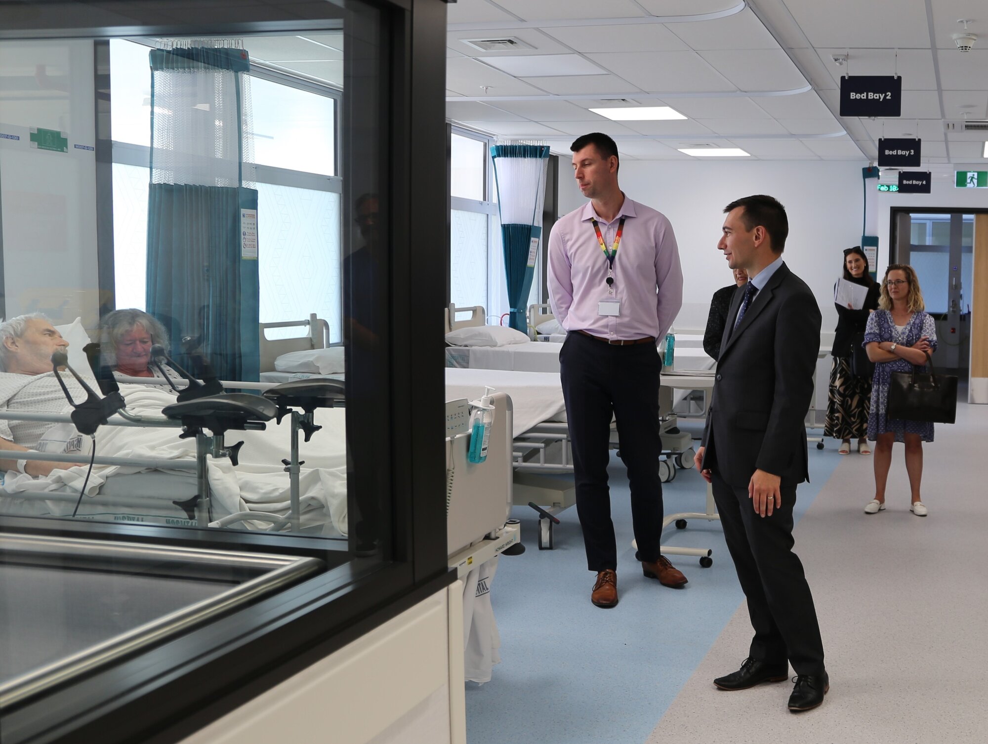 Health Minister Simeon Brown and Health New Zealand – Te Whatu Ora group director Alex Pimm check out Whangārei Hospital's new transit lounge in action on Tuesday.