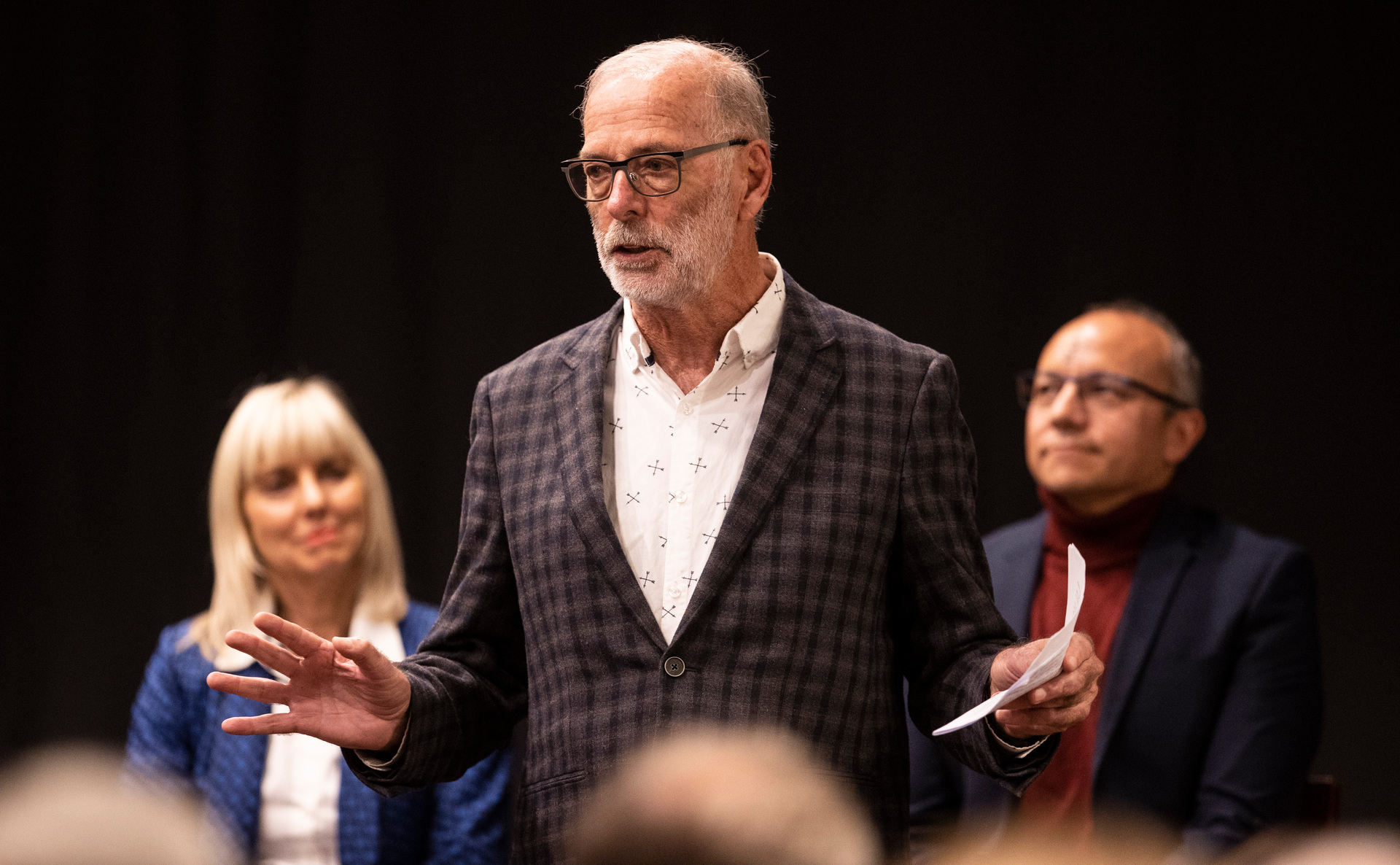 Auckland mayoral candidate Wayne Brown during the Meet the Candidates held by the Penrose Business Association. Photo / Greg Bowker