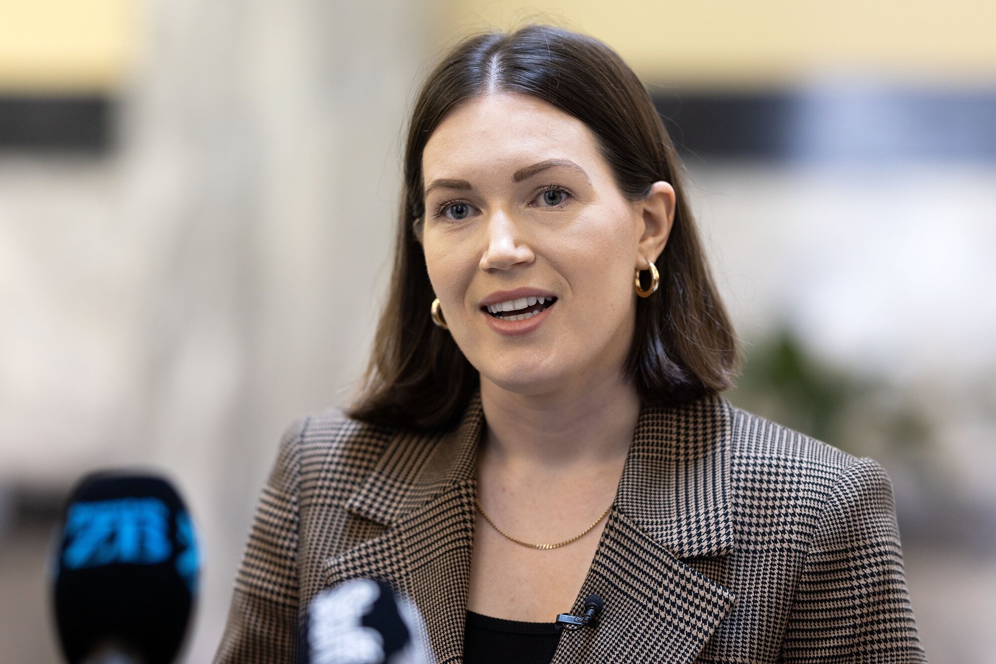 Minister of Workplace Relations Brooke van Velden speaks to the media at Parliament. Photo / Marty Melville