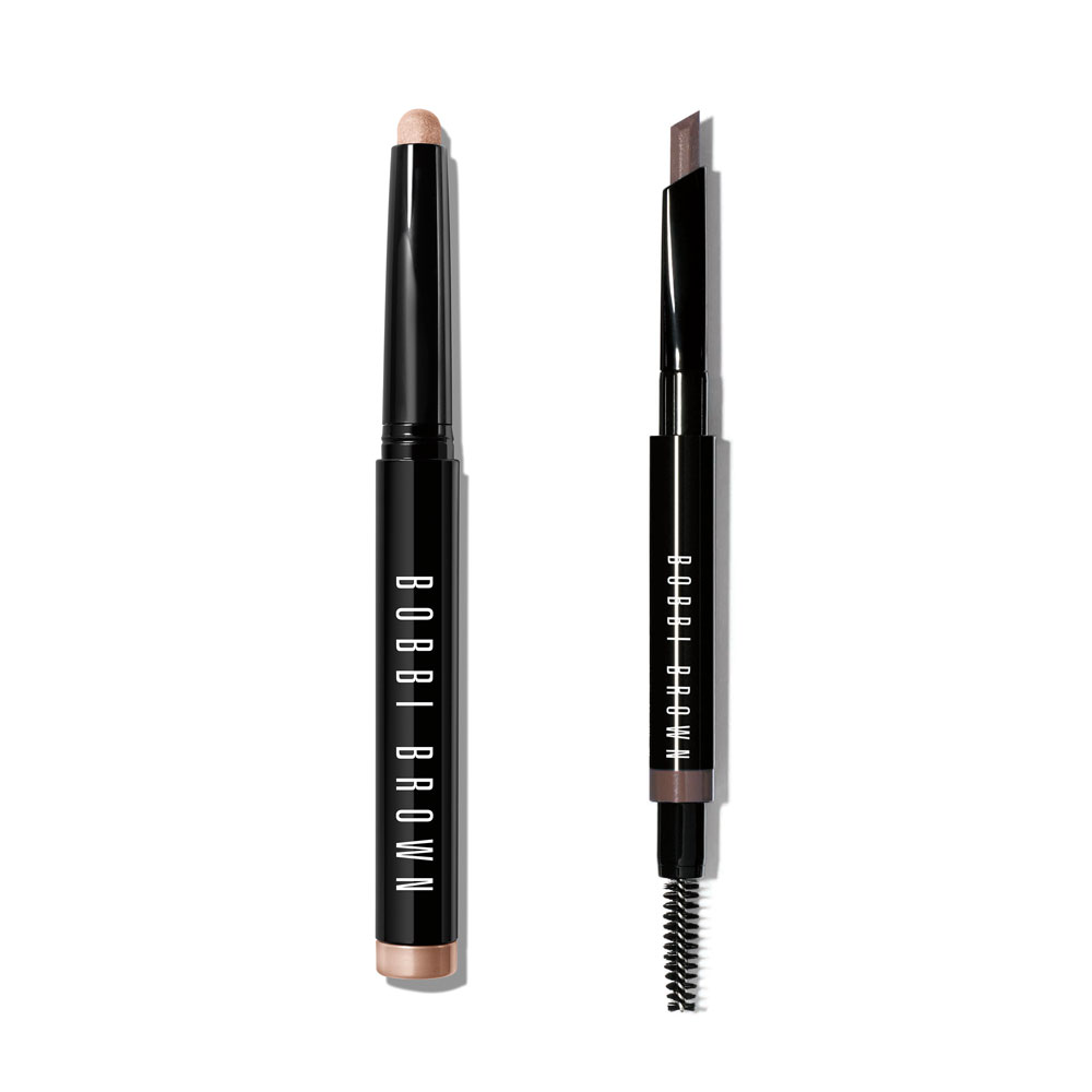 (From left) Bobbi Brown Long Wear Cream Shadow Stick in Truffle; Bobbi Brown’s Perfectly Defined Long Wear Brow Pencil. Photo / Supplied