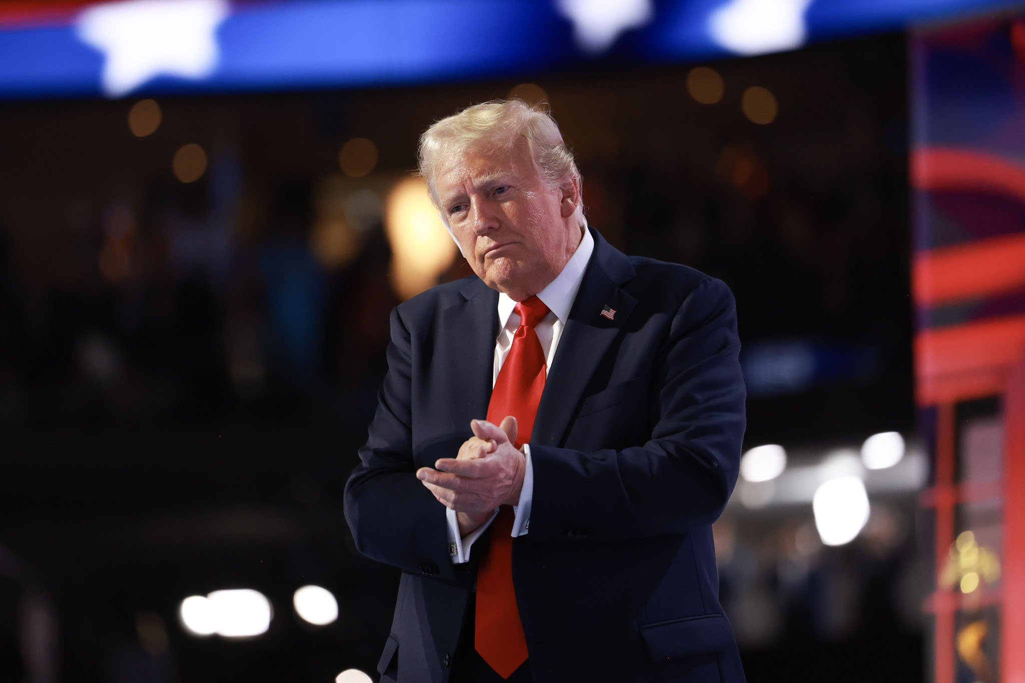 Former US President Donald Trump speaks after officially accepting the Republican presidential nomination in Milwaukee, Wisconsin. Photo / Getty Images