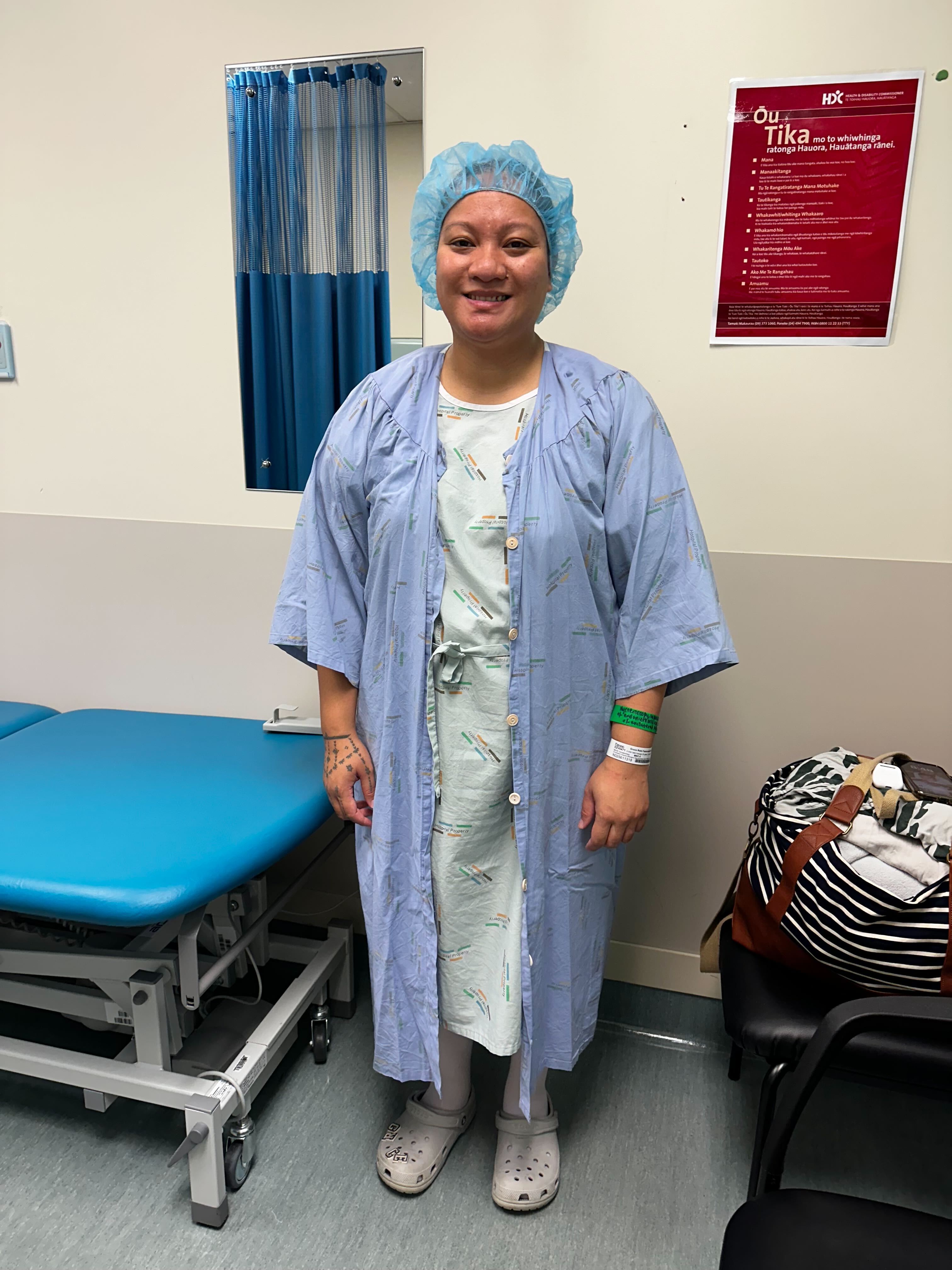 Reporter Grace Tinetali-Fiavaai pictured before undergoing surgery to treat endometriosis.