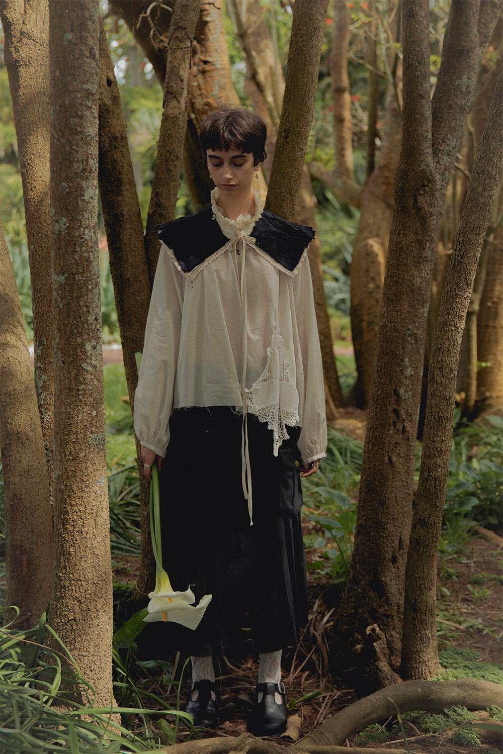 A look from Ella Cook's handcrafted and antique-preserving 2023 AUT Graduate collection.