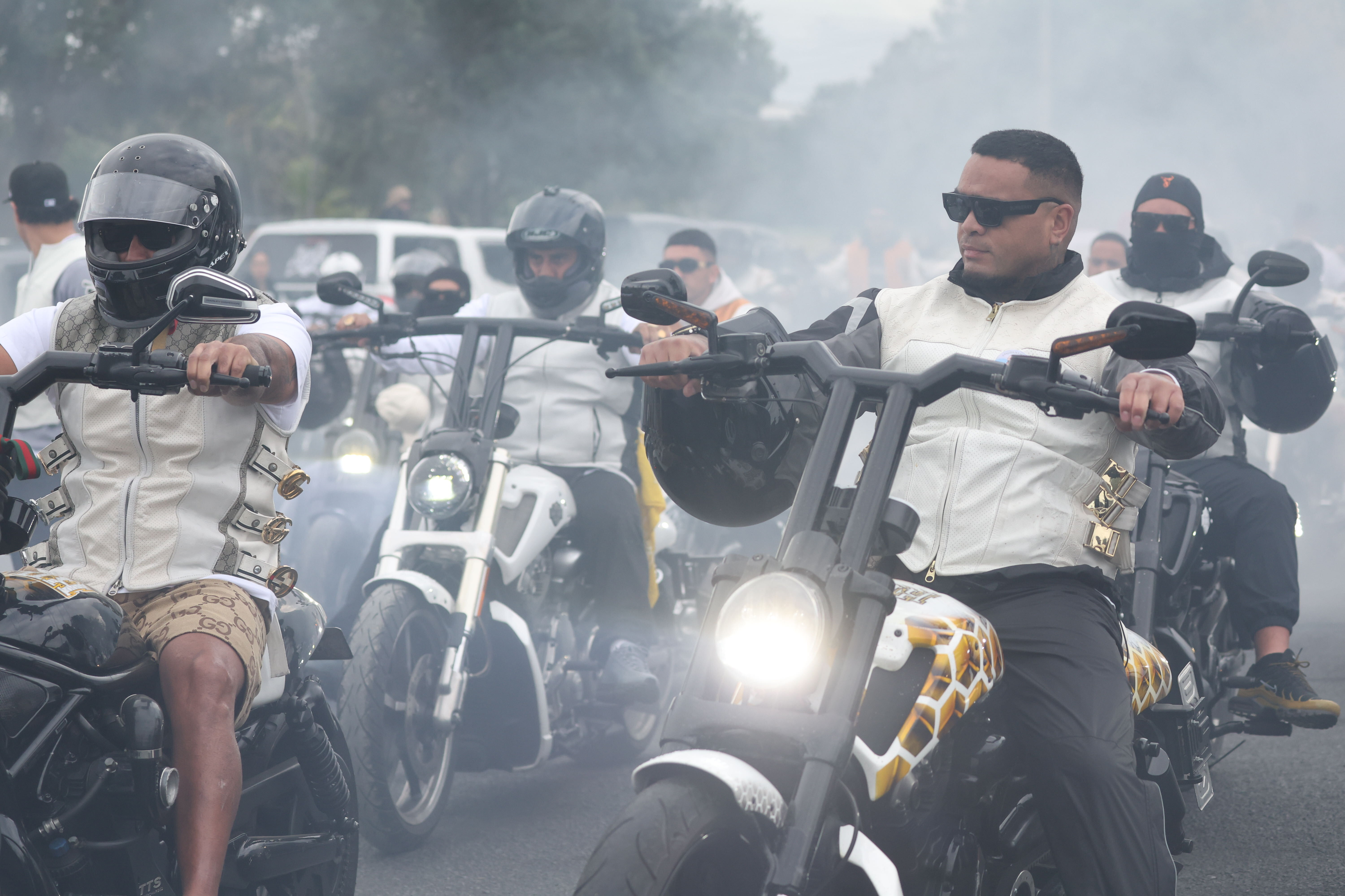 The gang funeral for Killer Beez member and Ponsonby shooter Hone Kay-Selwyn leaving Ngāti Ōtara Marae on Monday, May 13, 2024. Photo / Jason Oxenham