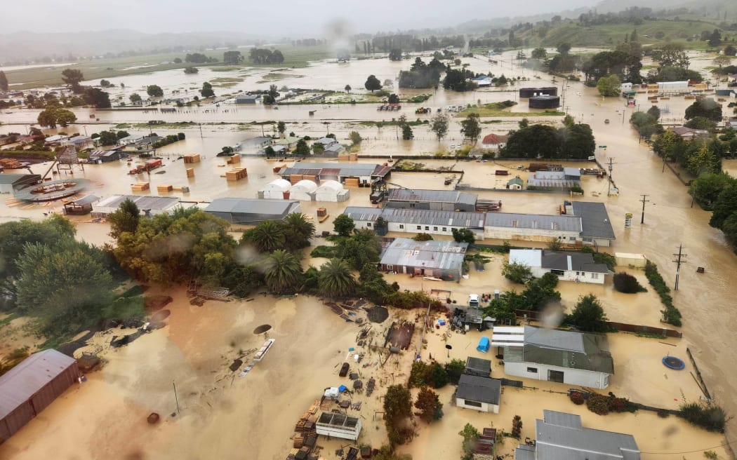 Flooding in Wairoa after the river burst its banks due to heavy rain from Cyclone Gabrielle. Photo / Wairoa District Council's Emergency Controller