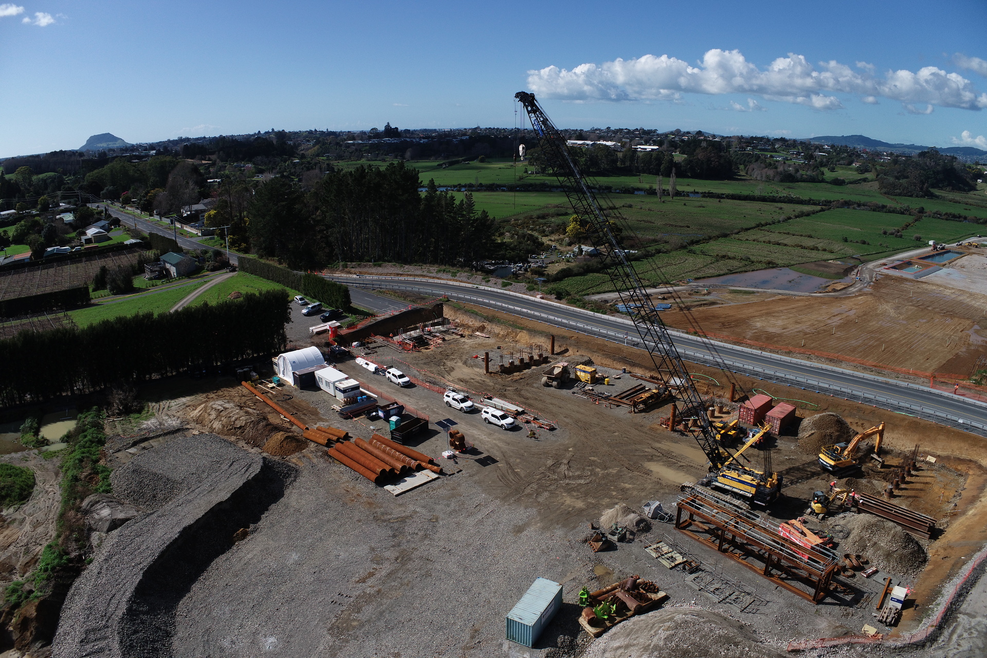 Piling work in progress at Wairoa Rd overbridge site. Photo / Supplied