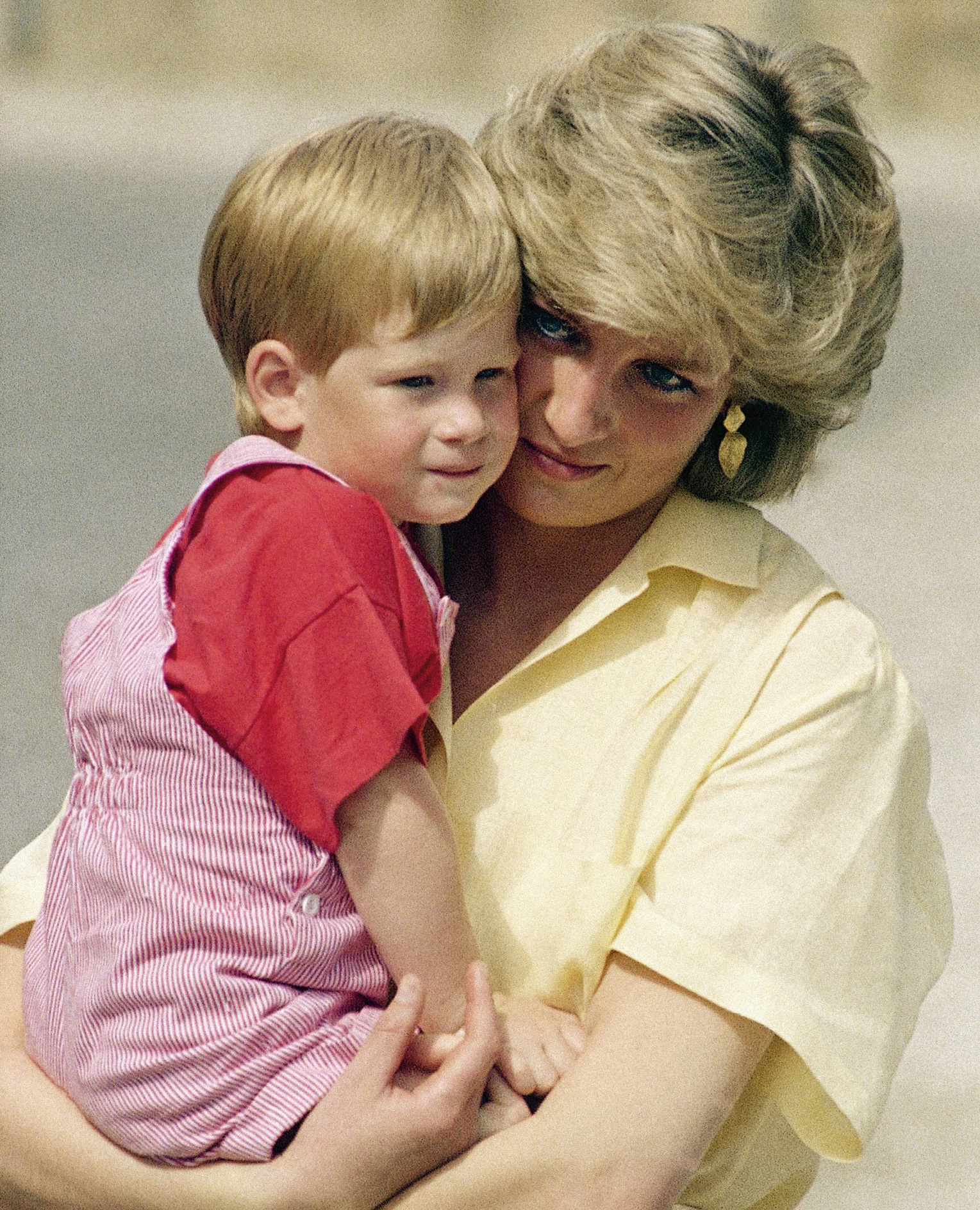 Harry and Diana when he was a young child. Photo / AP