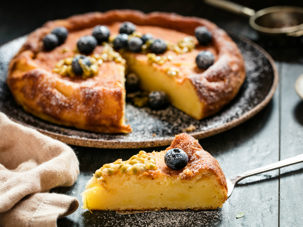 Decorate this soft cake with seasonal fruit for tart and tangy treat. Picture / Babiche Martens