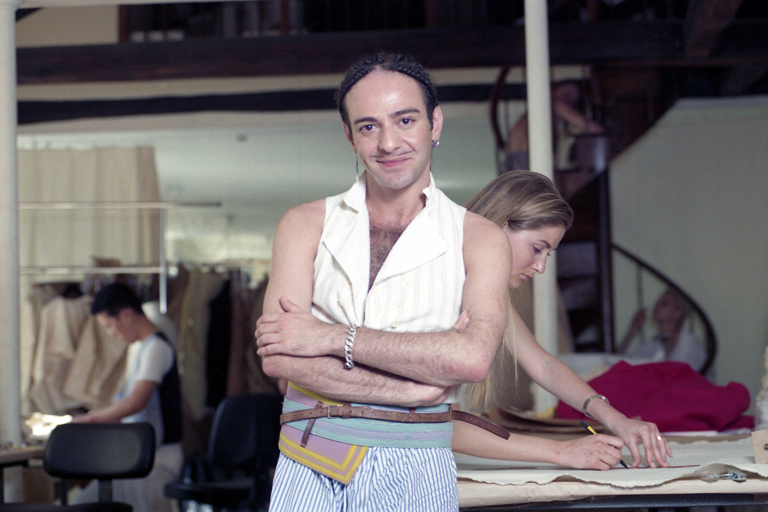 Galliano pictured in his studio in Paris in 1995. Photo / AP