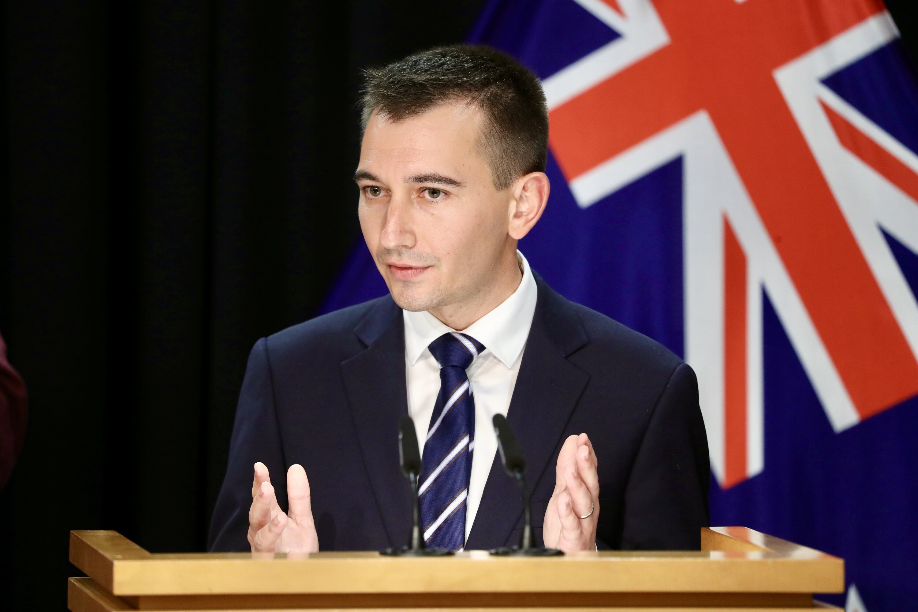Transport Minister Simeon Brown set out the Government's transport funding priorities. Photo / Mark Mitchell 