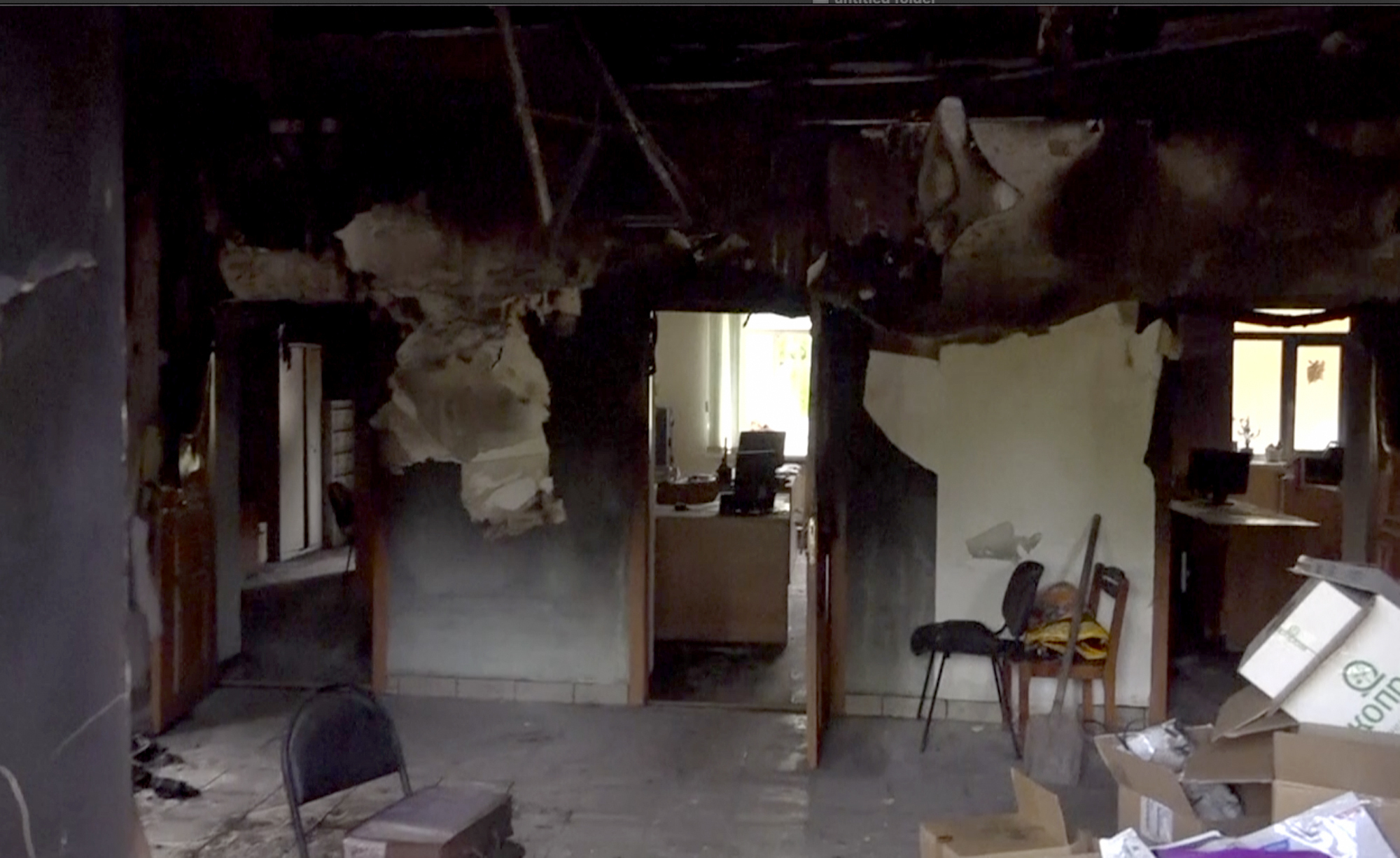 This image taken from a video shows a damaged building in the Belgorod region, Russia. Photo / AP