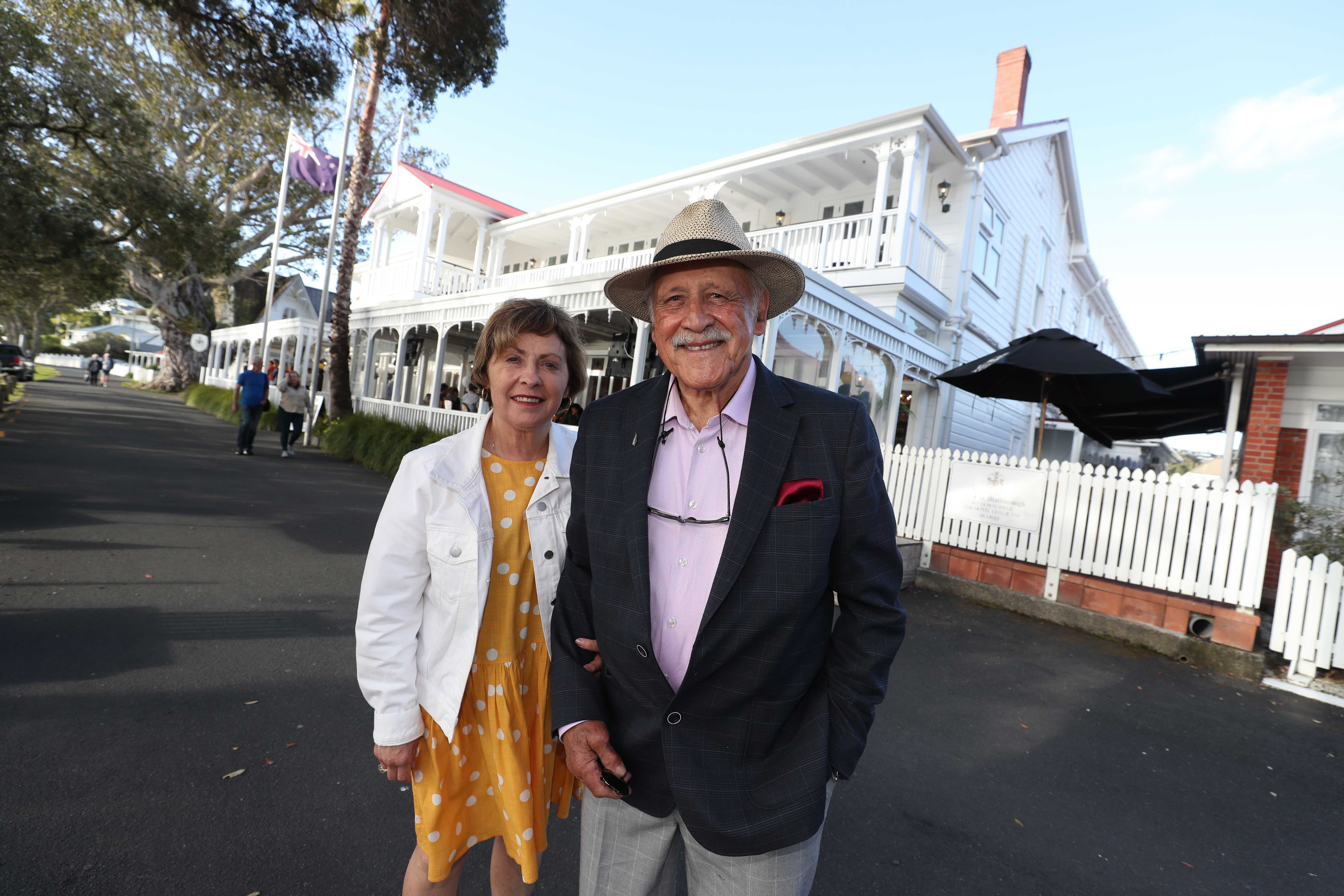Hon. Dover Samuels and Dr Roz Sorensen at the Duke of Marlborough in Russell where NZ First is based on election night. Photo / Michael Cunningham