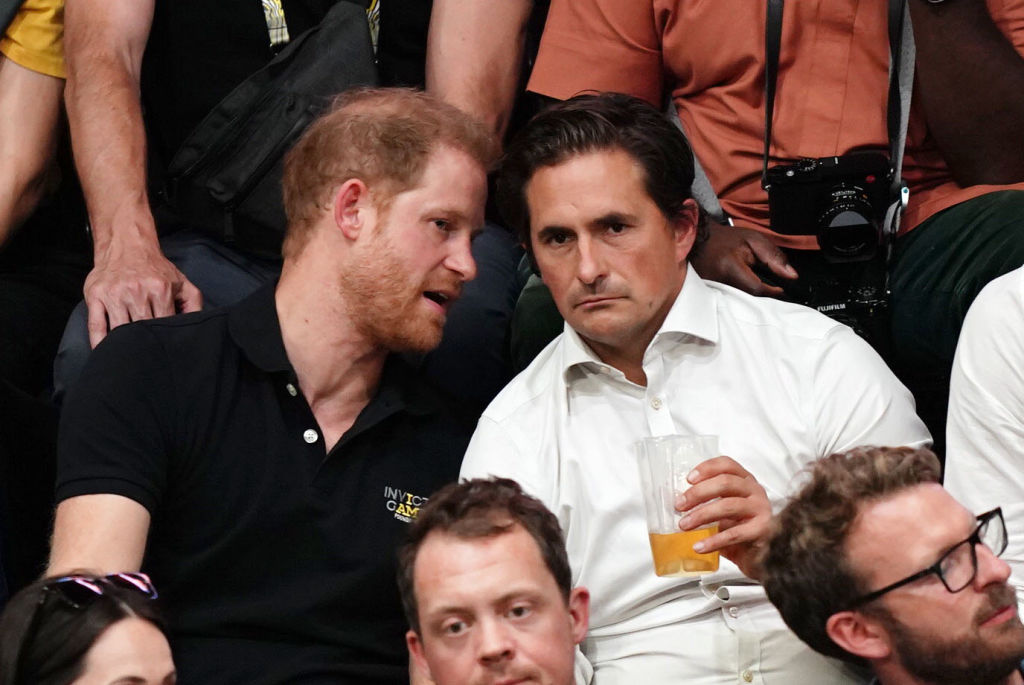 The Duke of Sussex with his friend, Veterans Affairs Minister Johnny Mercer. Photo / Getty Images