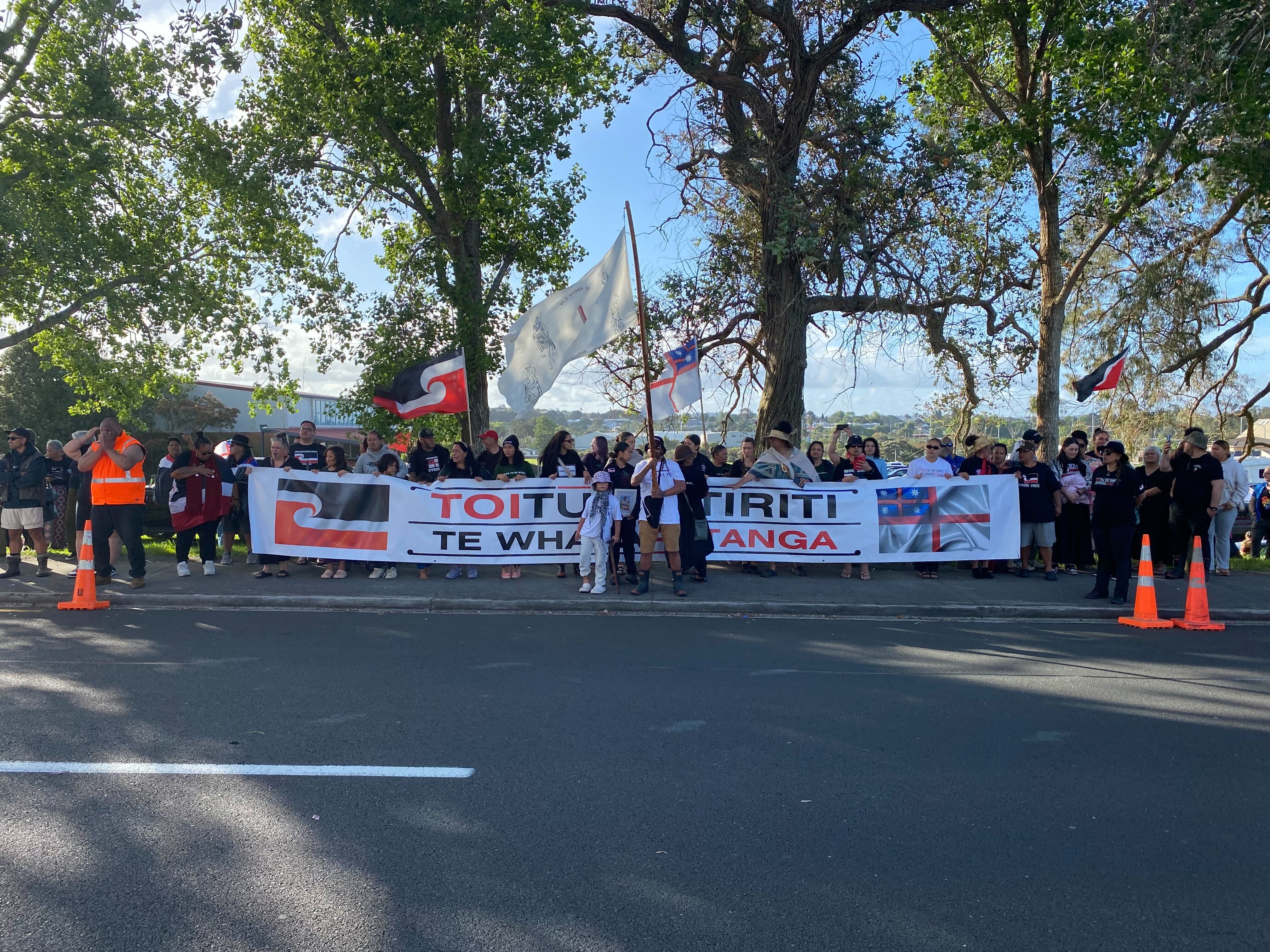 Several thousand people have flocked to Te Kamaka Marae on Auckland’s North Shore this afternoon ahead of the March to Parliament Hīkoi over the harbour bridge tomorrow morning. Photo / Ben Plummer