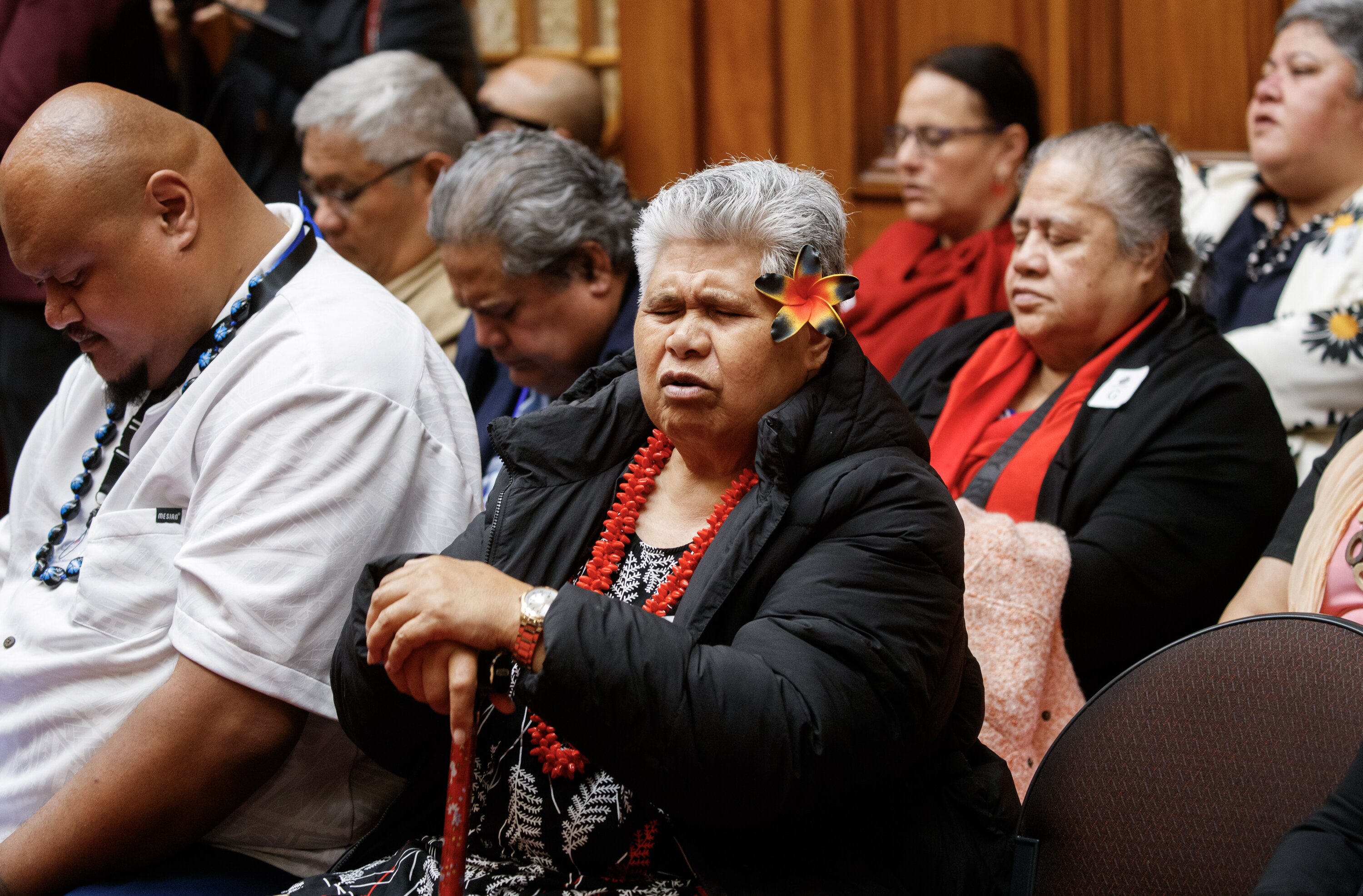 Members of the Samoan community during a function at Parliament after the second reading of the Samoan Citizenship Bill. Photo / Mark Mitchell
