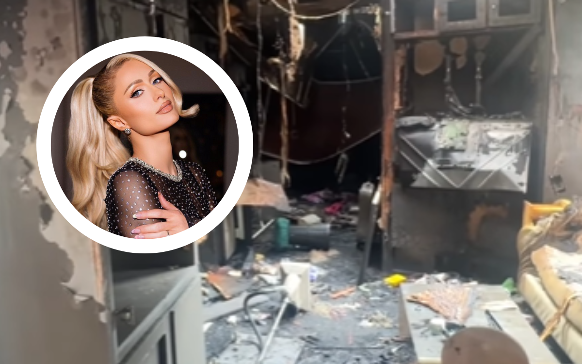 Paris Hilton has shown fans the damage to her trailer caused by a fire that broke out on her music video set. Photos / Instagram @parishilton