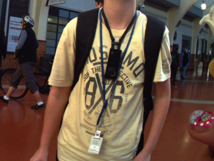 A young person from the study wearing a body cam to track their screen time. Photo / University of Otago