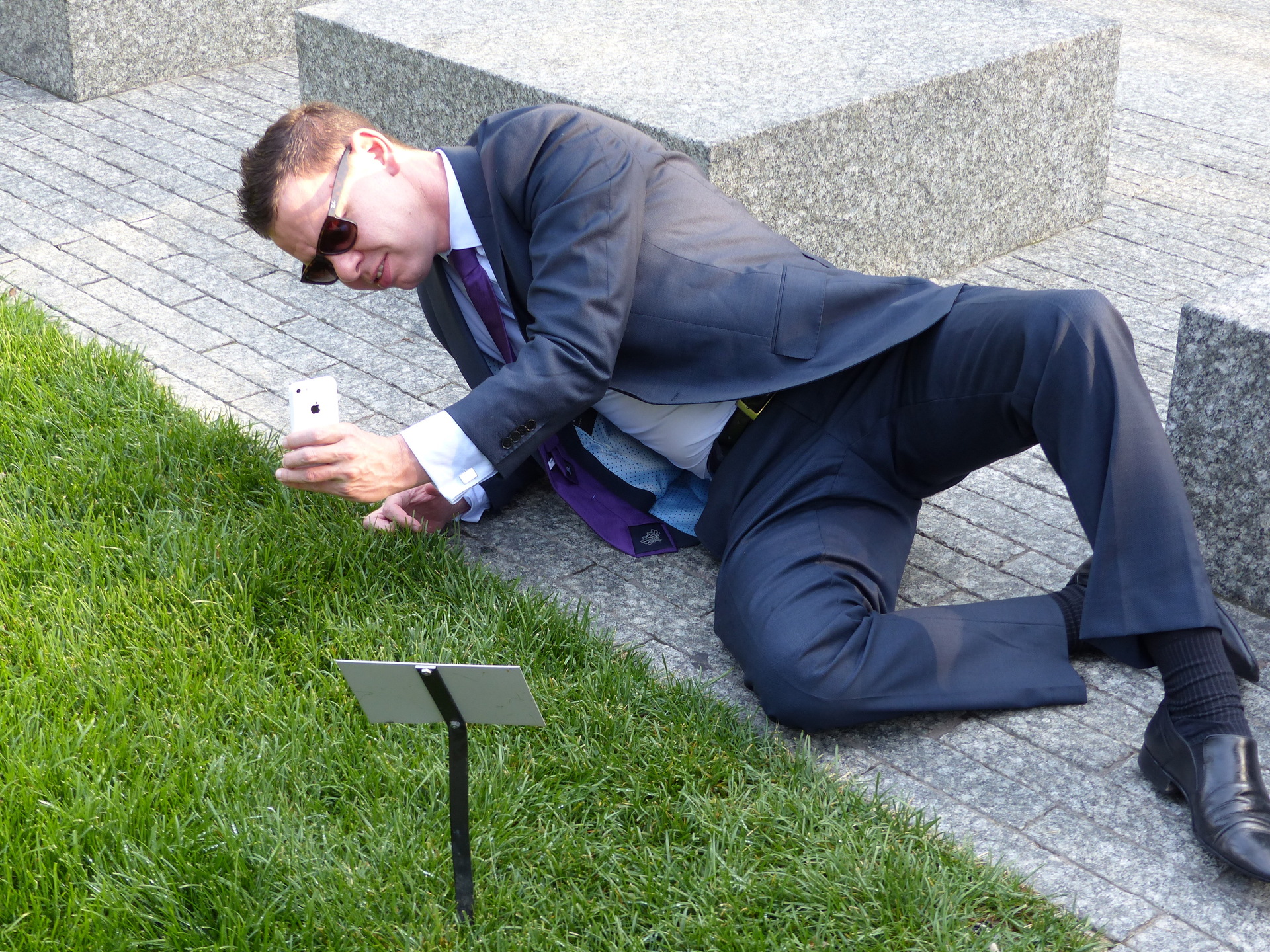 Newshub's Patrick Gower taking a photo for social media at Ground Zero in New York. Photo / Audrey Young
