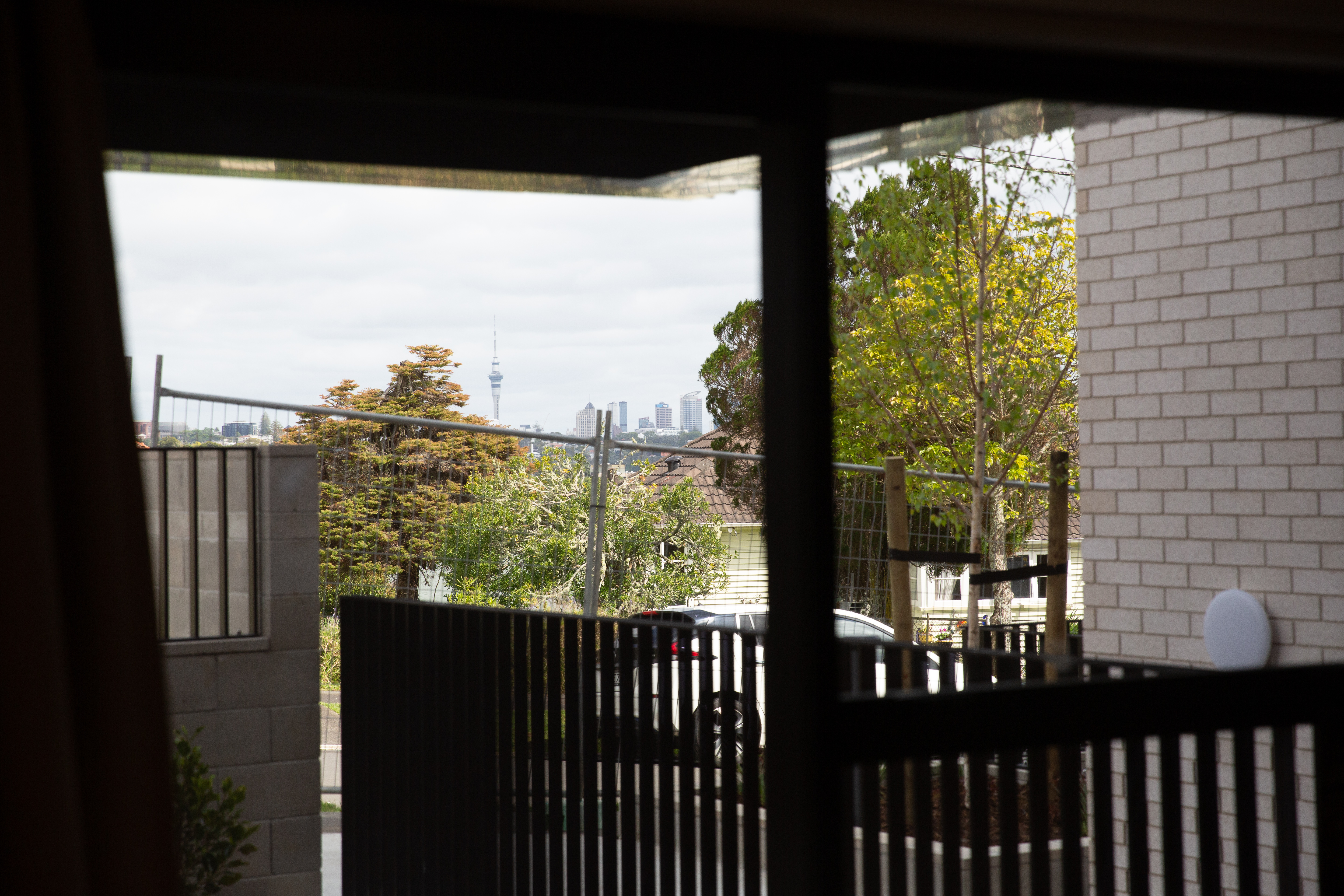 The Sky Tower and city skyline can be seen from the apartment dining rooms. Photo / Sylvie Whinray