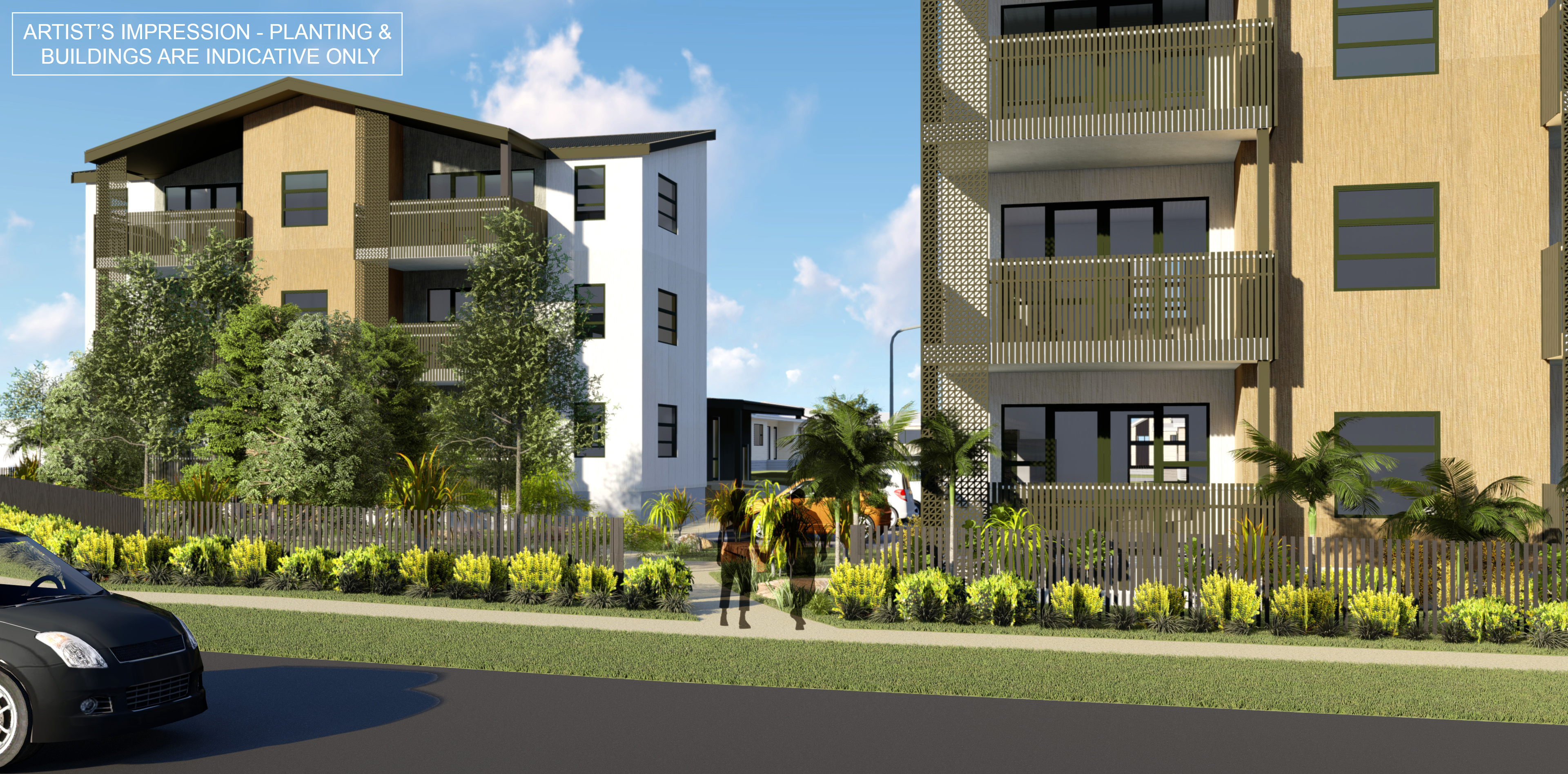 What new three-storey Kāinga Ora apartments on the corner of Ranolf St and Malfroy Rd will look like.