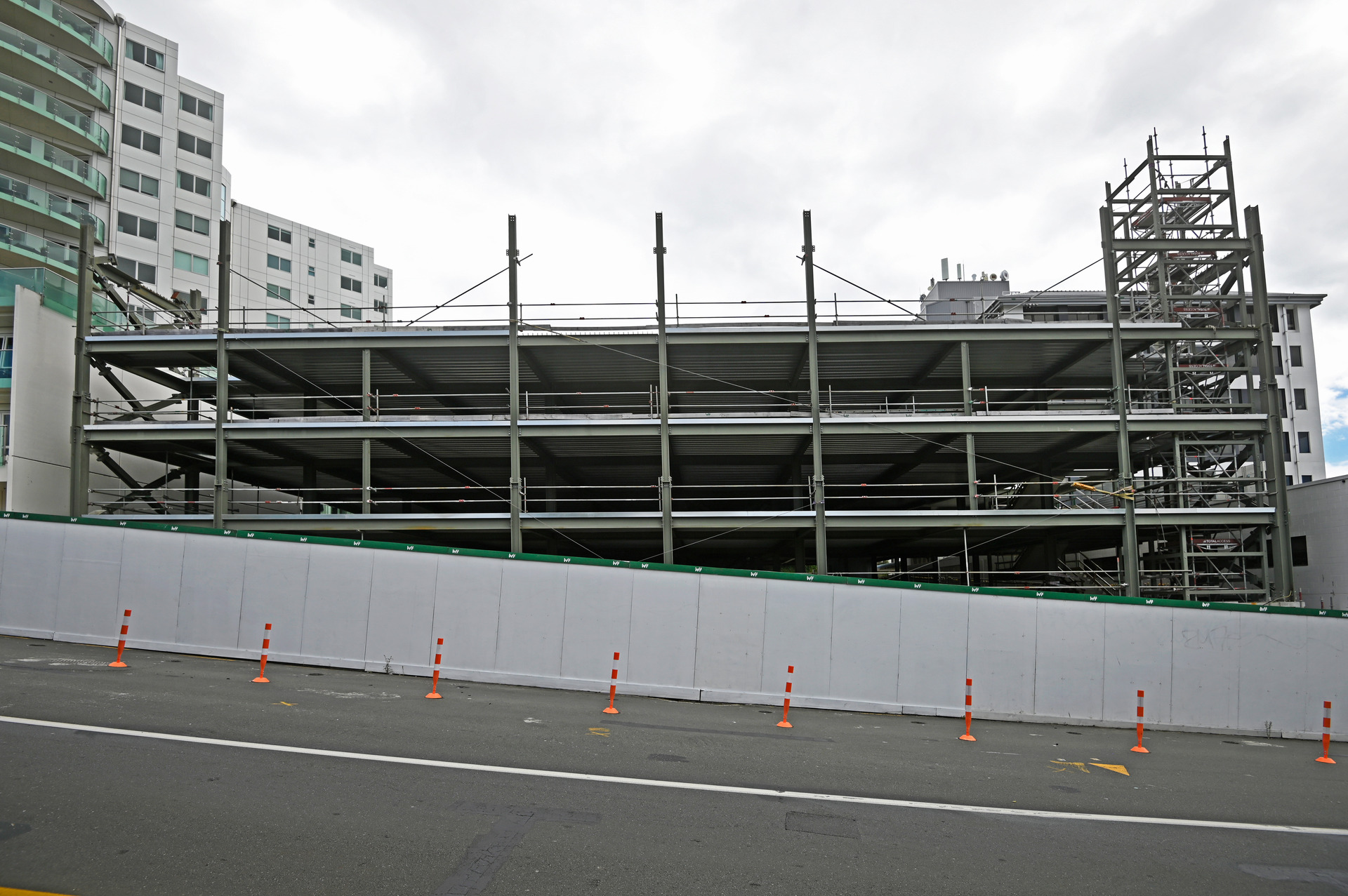 The unfinished Harington Street parking building, Tauranga. Photo / George Novak  
