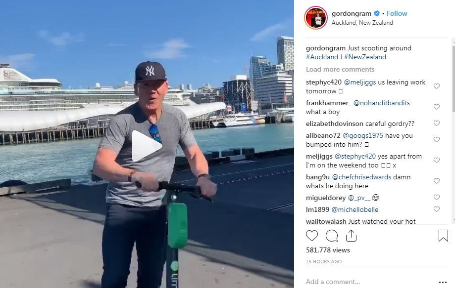 Gordon enjoying a scoot around the Viaduct. Photo / Instagram