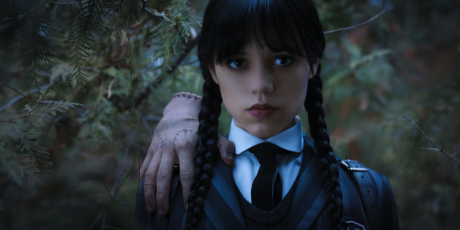 Jenna Ortega as Wednesday Addams in Netflix's Tim Burton series, Wednesday.