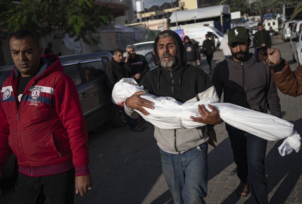 Palestinians mourn their relatives killed during one of the Israeli bombardments of the Gaza Strip this month. (AP Photo/Fatima Shbair)