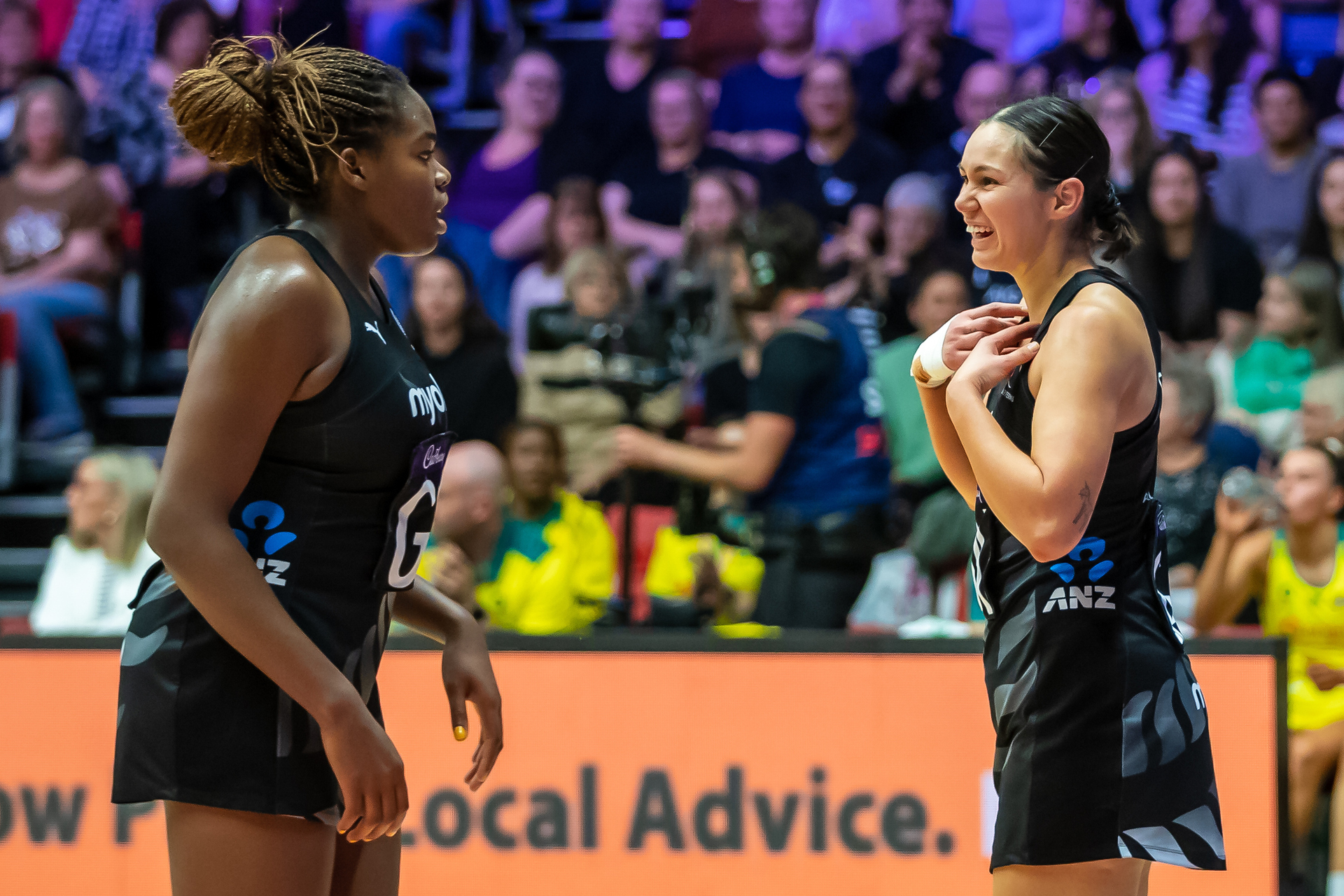 Grace Nweke (left) and Ameliaranne Ekenasio, pictured during a Constellation Cup test. Photo / Photosport