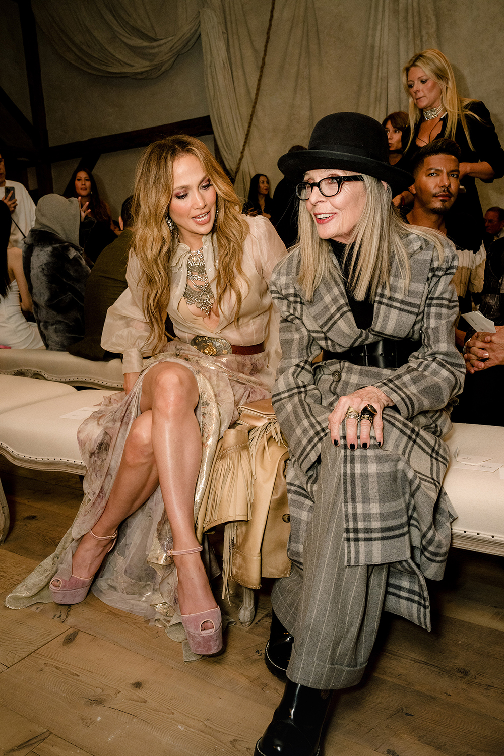 Jennifer Lopez and Diane Keaton attend the Ralph Lauren fashion show. Photo / Jane Kim, The New York Times